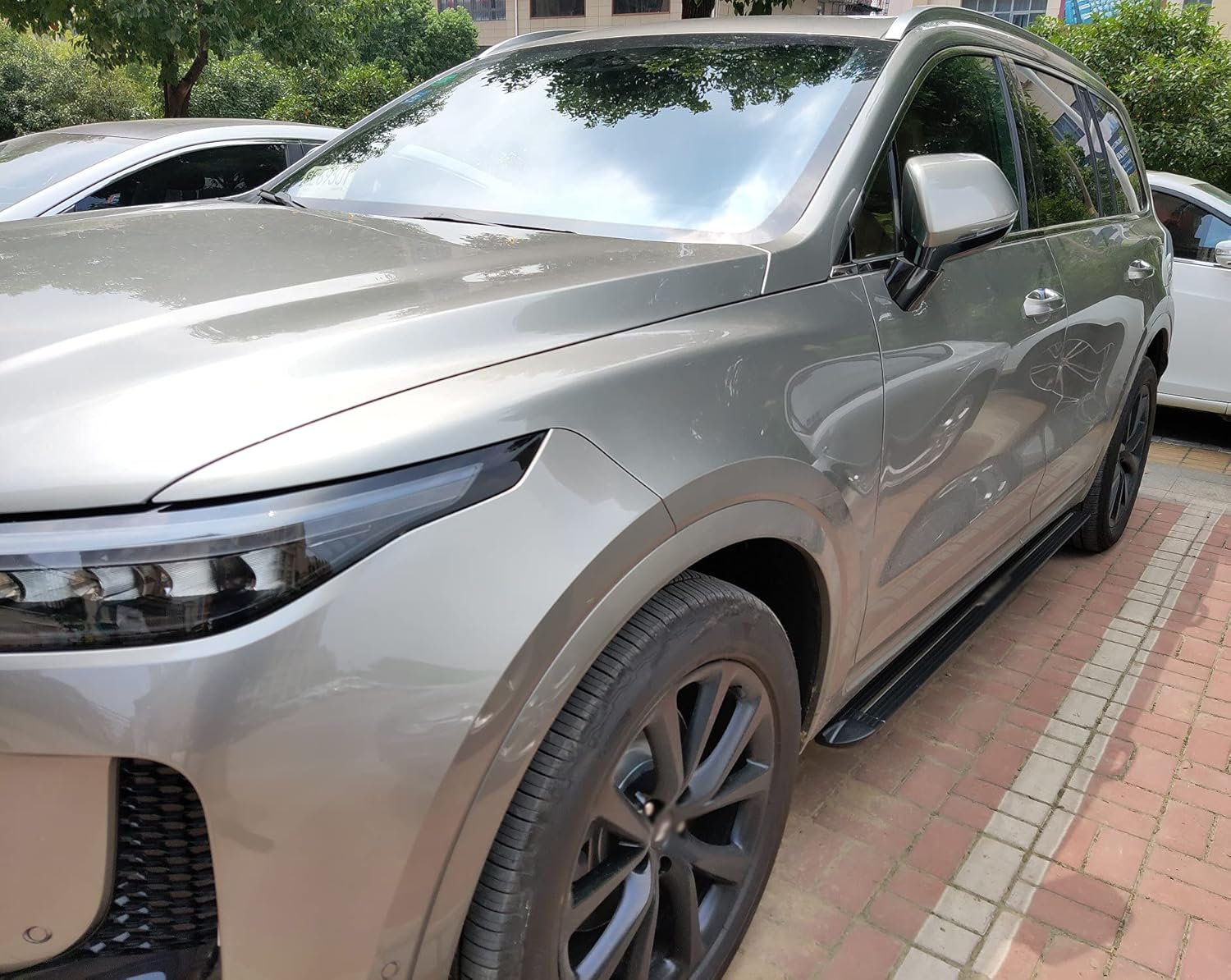 2Pcs Aluminum Running Boards Fixed Nerf Bars Side Steps with Brackets Compatible with Hyundai Santa Fe 2024-2025 (HJG) image number 4