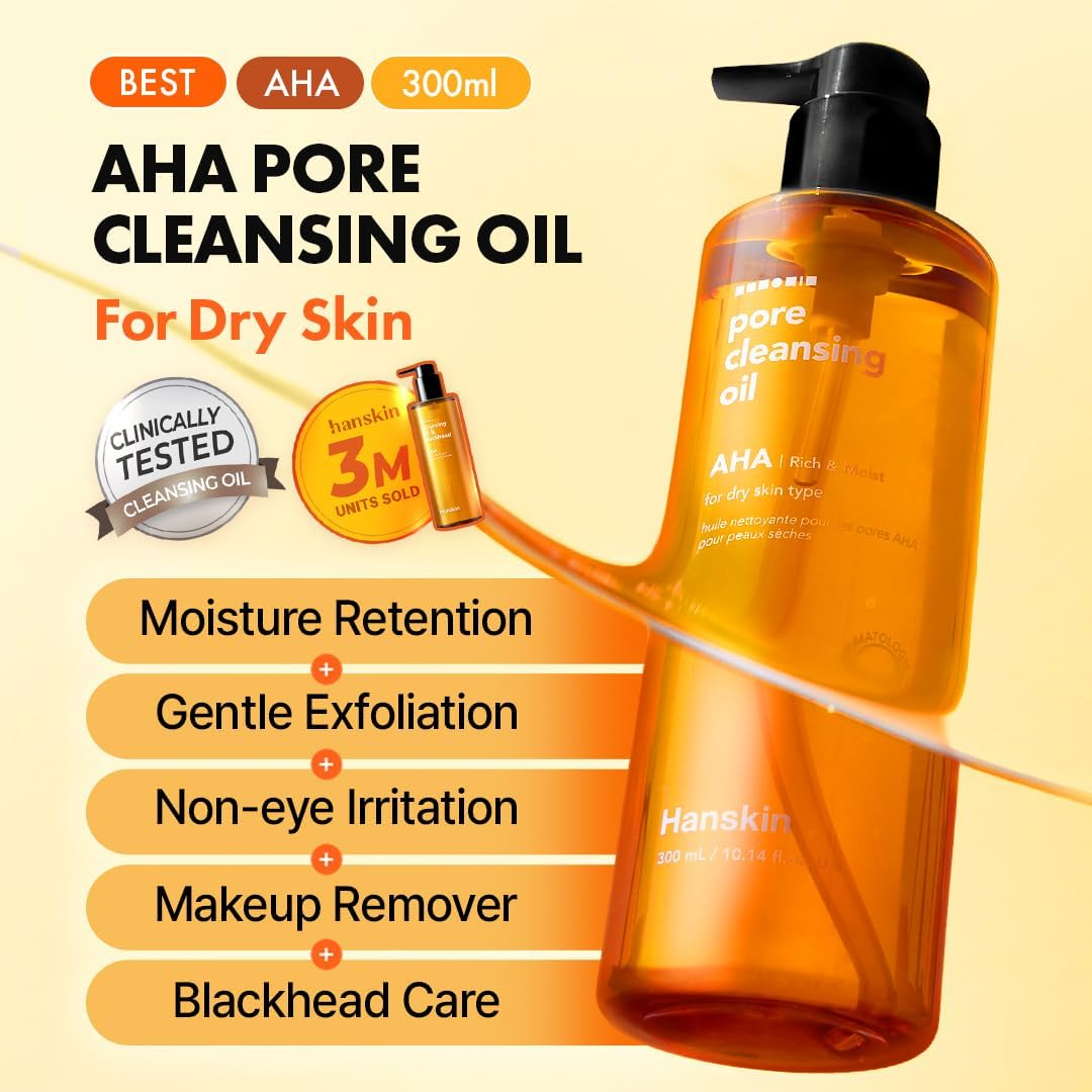 (AHA - for Dry Skin) - Hanskin Cleansing Oil Cleanser Blackhead Facial AHA Moisturiser Dry Skin Nature Organic (10.14 Fl.O.Z) (A Free Sample) (THANKYOU LABEL) (AHA - for Dry Skin) image number 2