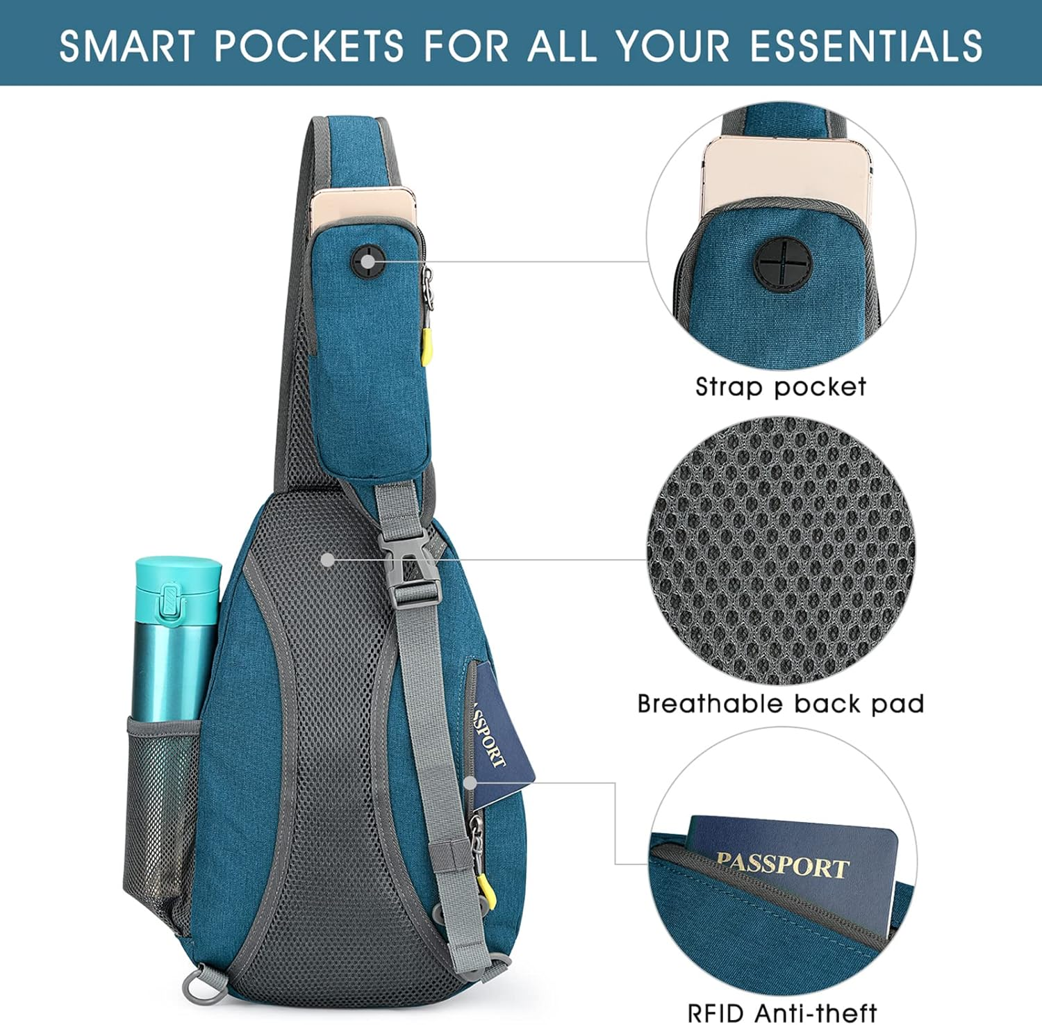 G4Free RFID Sling Bag Crossbody Backpack Casual Chest Shoulder Daypack Gym Bag for Hiking Travel 7L - Gray image number 5