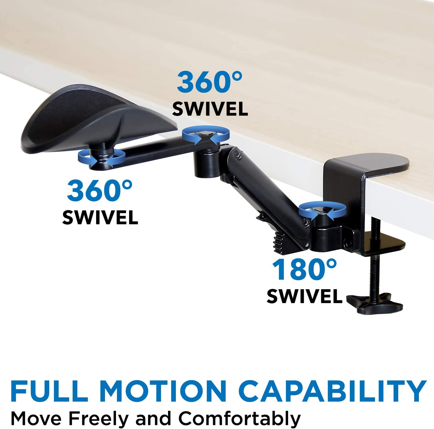 Mount-It! Adjustable Arm Rest for Desk | Ergonomic Computer Desk Arm | Height Adjustable, Full Motion Elbow Support with Clamp-On Base (MI-7145) image number 6