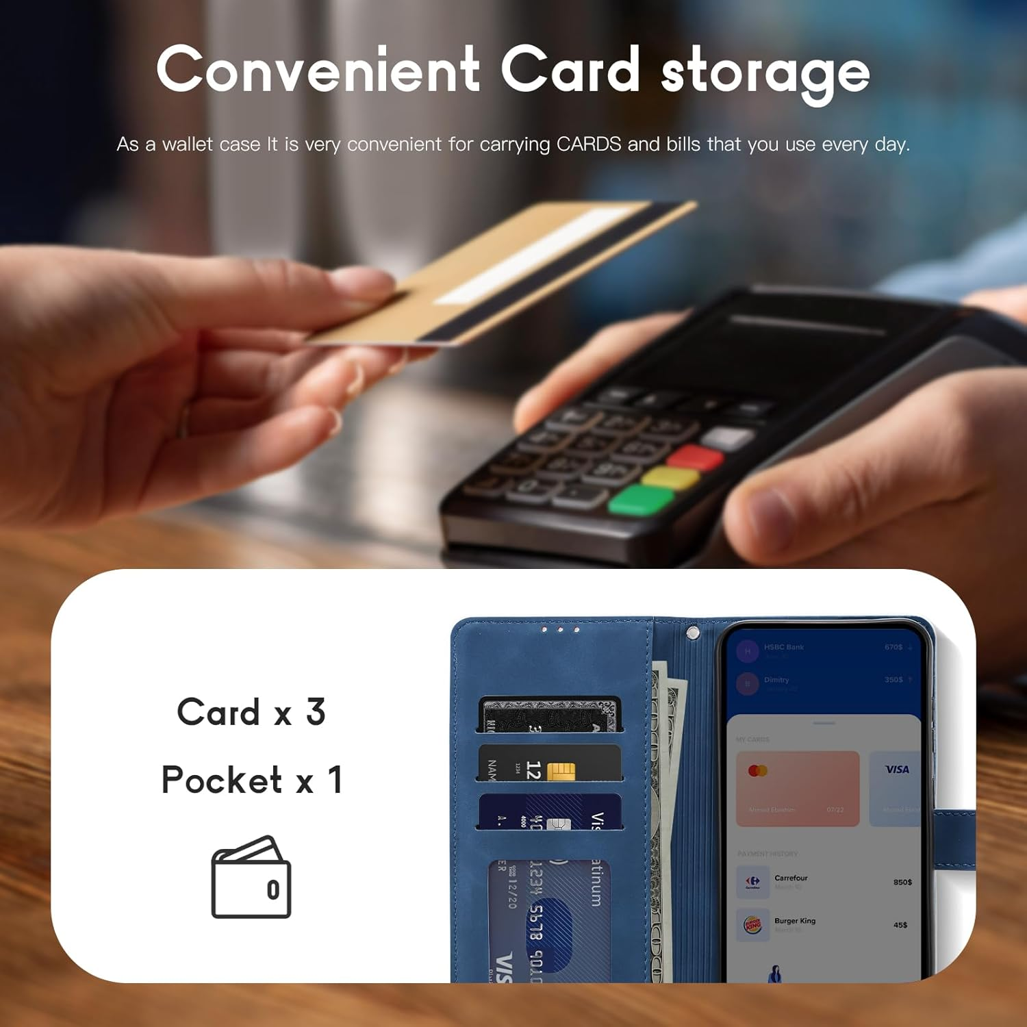 Aswant Wallet Case for Samsung Galaxy A56 5G Premium Leather Flip Protective Cover Magnetic Case with Stand Function (Blue)