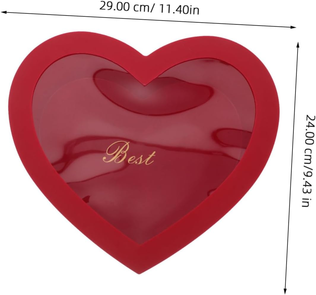 Outanaya 2Pcs Heart Shaped DIY Present Box with Lid Red Floral Arrangements Box with Transparent Window for Valentine Day Jewelry Storage and Creative Decor image number 5