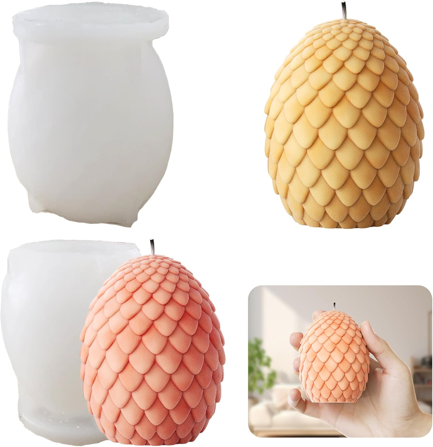 Dragon Egg & Animal Dinosaur Resin & Clay Mold - Jewelry Casting & Craft Supplies 3D Silicone Mold for Resin Casting & Candle Making image number 6