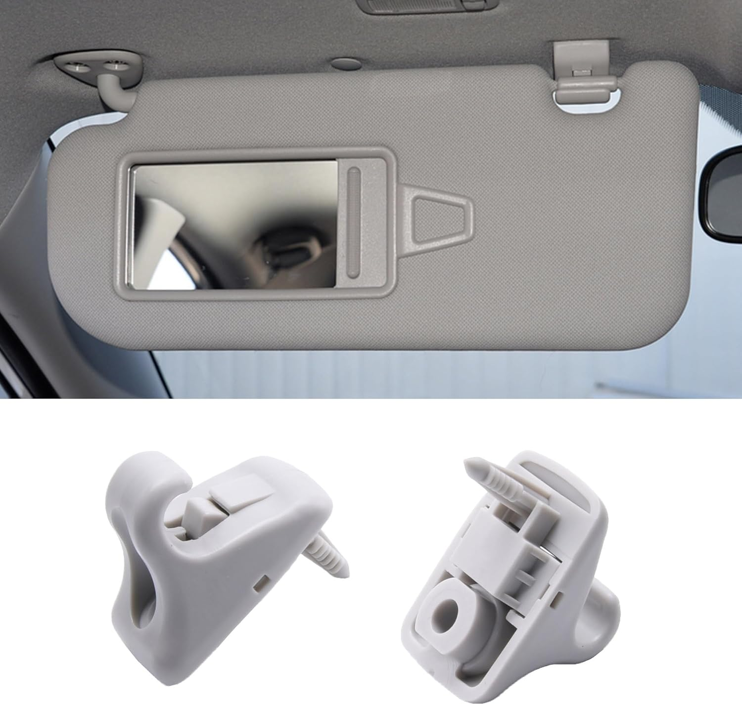 Sun Visor Hook Clips OE Replacement Clips Compatible with 2019-2023 Tesla Model 3 / (Gray) 2 PCS image number 3