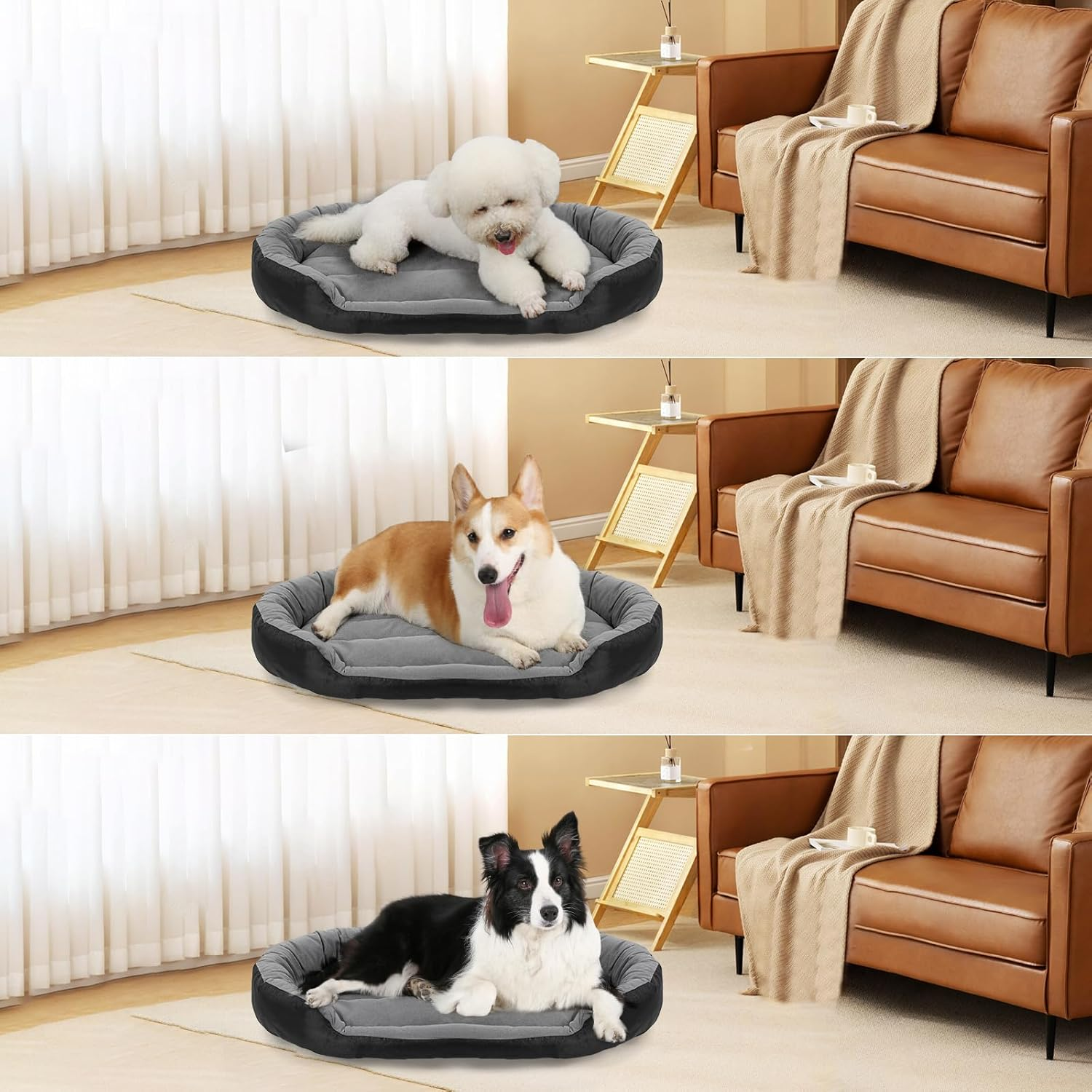 Dog Beds for Large Dogs Washable, Orthopedic Dog Bed with Sides, Self Warming Soft Calming Comfortable Sleeping Pet Bed Couch Puppy Bed with Anti-Slip Bottom, XL(96 * 64Cm)