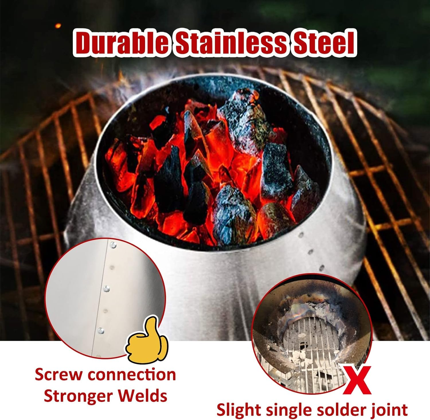 Mydracas BBQ Whirlpool for Weber 22 Kettle Grill Accessories, Stainless Steel Whirlpool Charcoal Grill Accessories Fit Weber Kettle WSM Smoker,L&Xl Big Green Egg Grills,Kamado Joe Big Joe image number 1