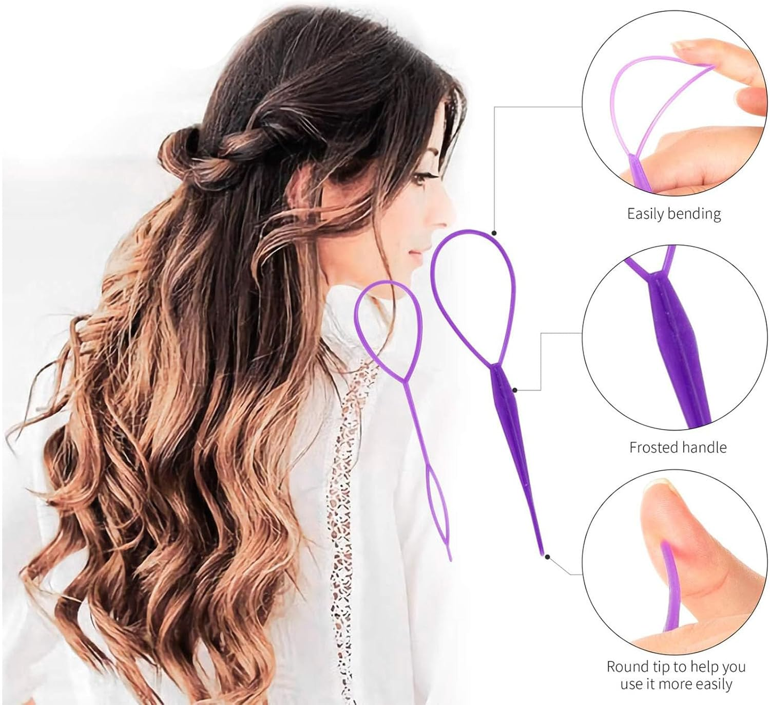 1000Pcs Small Elastic Hair Bands Hair Tail Tools,6 Pack Hair Loop Tool Set with Mini Small Rubber Bands for Hair,Tail Braiding Combs for Hair Styling image number 1