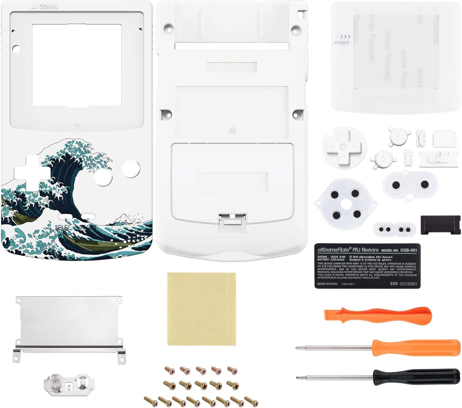 IPS Ready Upgraded Extremerate the Great Wave Replacement Shell Full Housing Cover W/Buttons for Gameboy Color &ndash; Fit for GBC OSD IPS & Regular IPS & Standard LCD &ndash; Console & IPS Screen NOT Included - Classic Gray image number 4