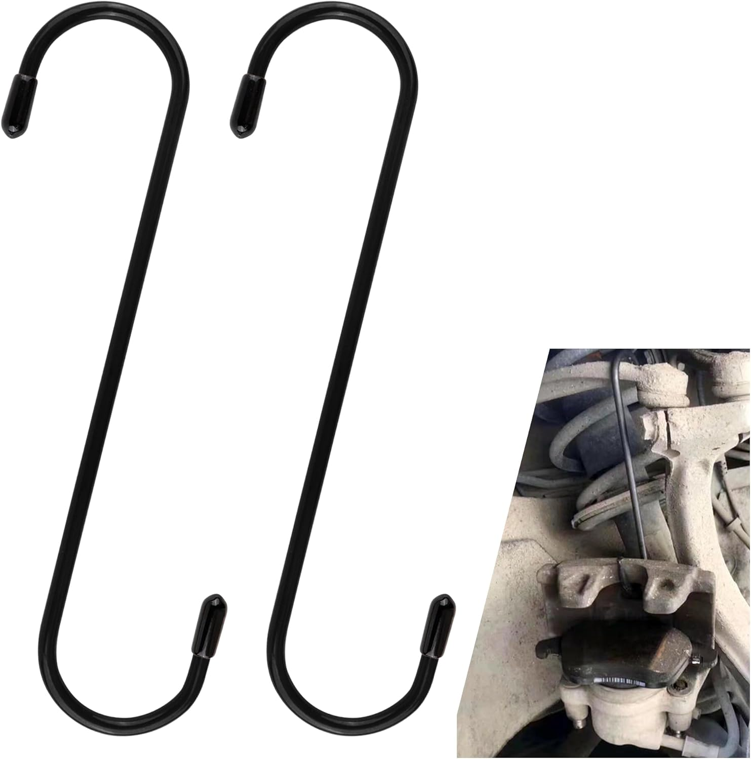 Junecarp 2PCS Brake Caliper Hangers,Durable Brake Caliper Hooks Suspension Tools for Changing Brake Pads,Strong Load-Bearing Brake Caliper Hanger Hooks Automotive Tool for Cars,Trucks (Black/2Pcs) image number 2