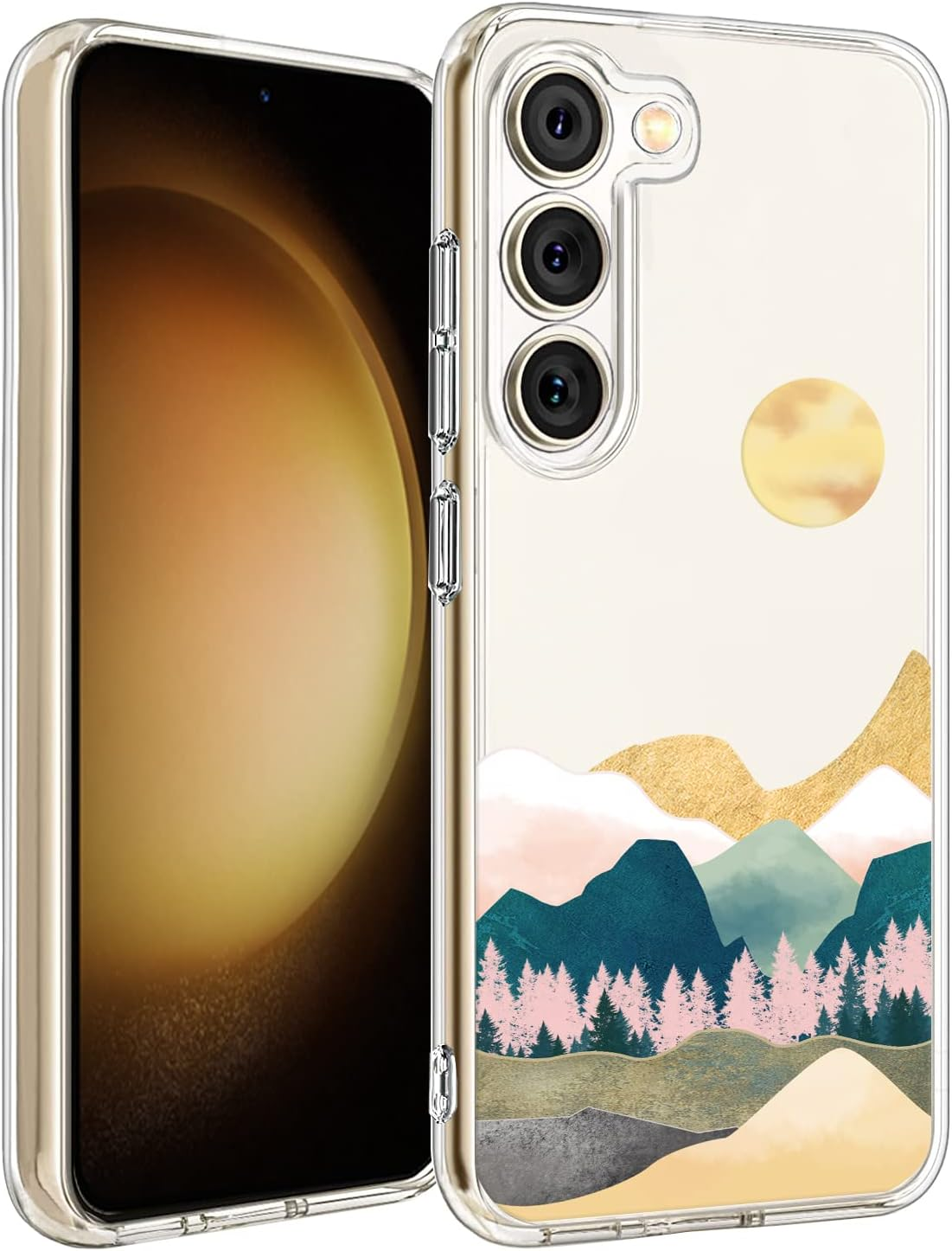 Unov Case Compatible with Galaxy S23 Case Clear with Design Soft TPU Shock Absorption Slim Embossed Pattern Protective 6.1 Inch (Flower Bouquet)