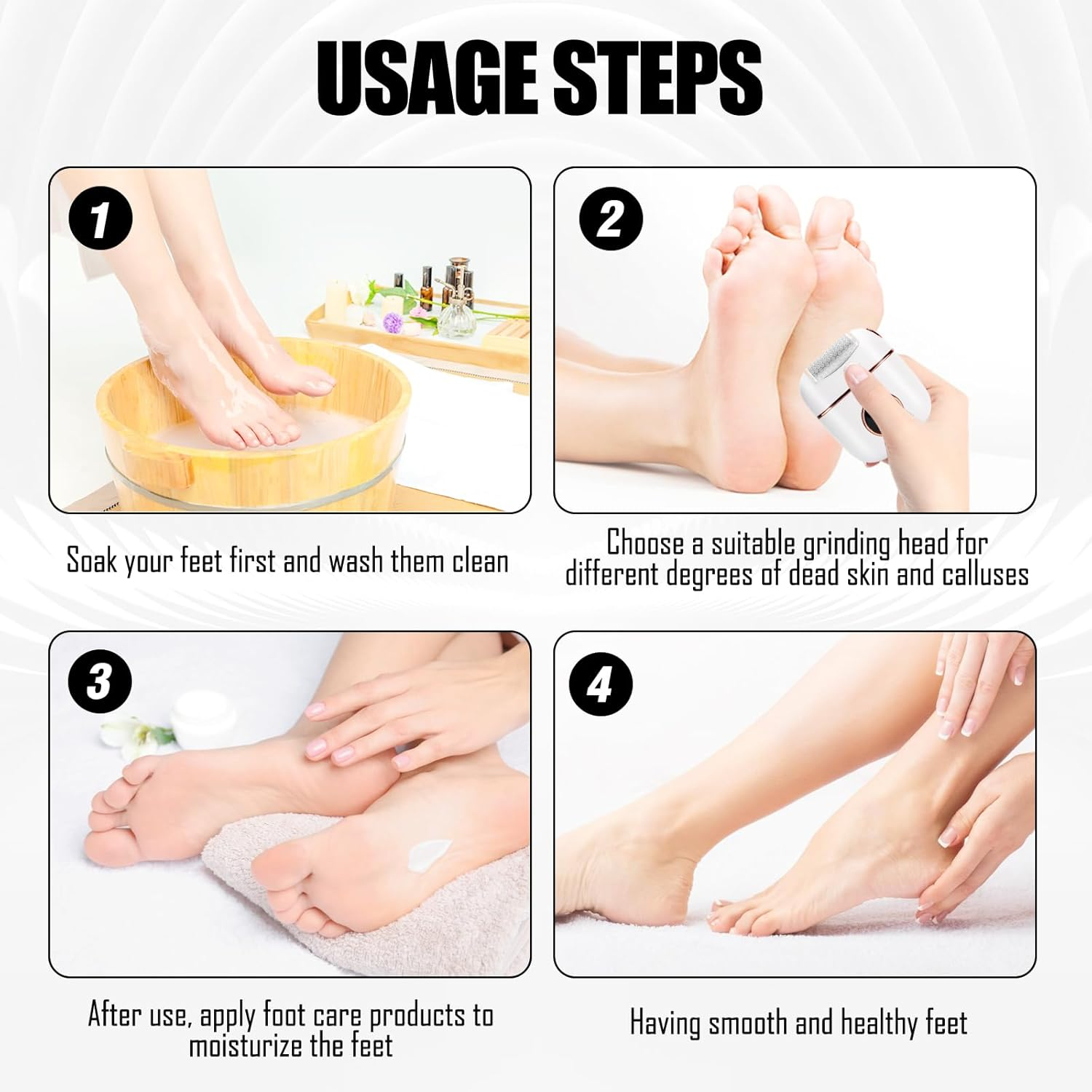 Electric Callus Remover, Electric Foot Sander, Pedicure Set, Foot Care Electric, Strong Foot File Grinder & Heel Grinder with 2 Replacement Rollers for Soles, Toes and Heels image number 6