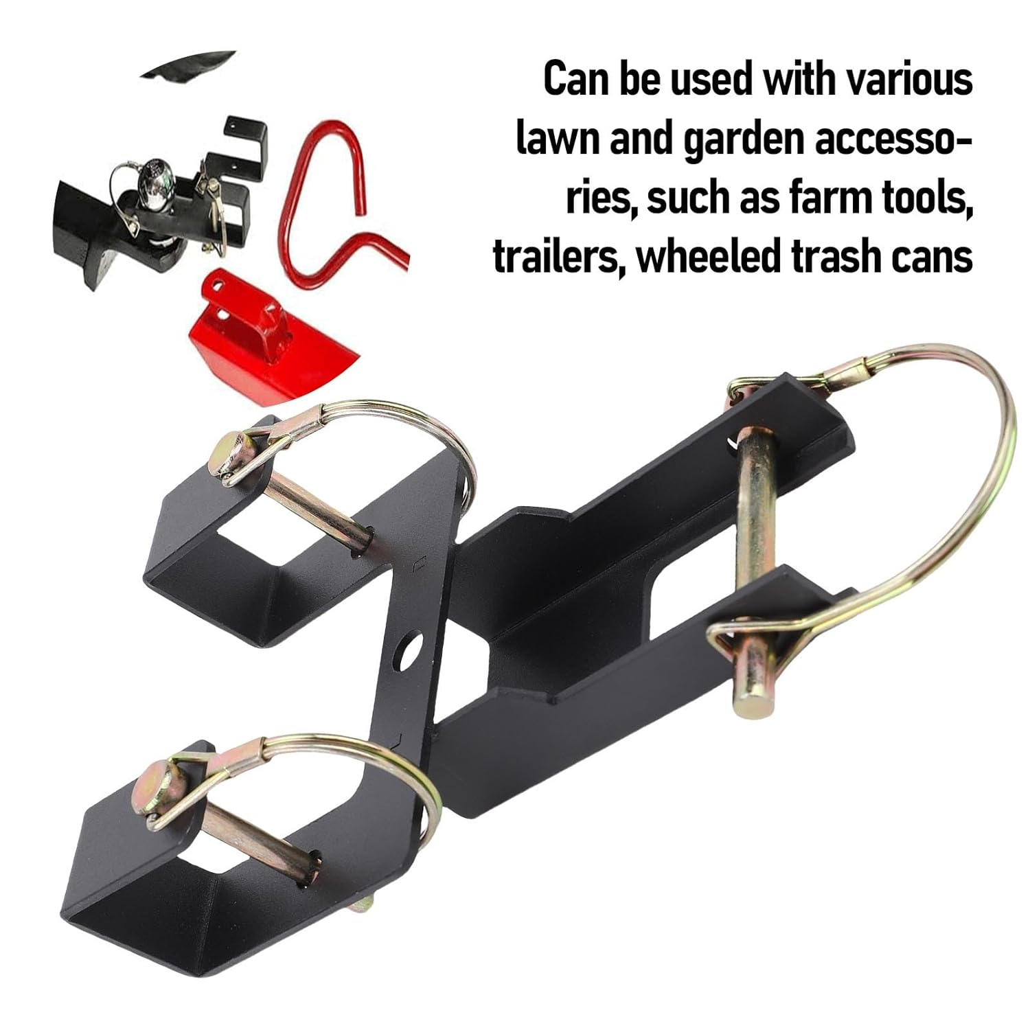 Universal Trash Can Coupler to Hook Multiple Wheeled Trash Containers Carbon Steel Construction, Wheeled Garbage Bin Hauling Hook with Detachable Pin, Quick Cleanup image number 6