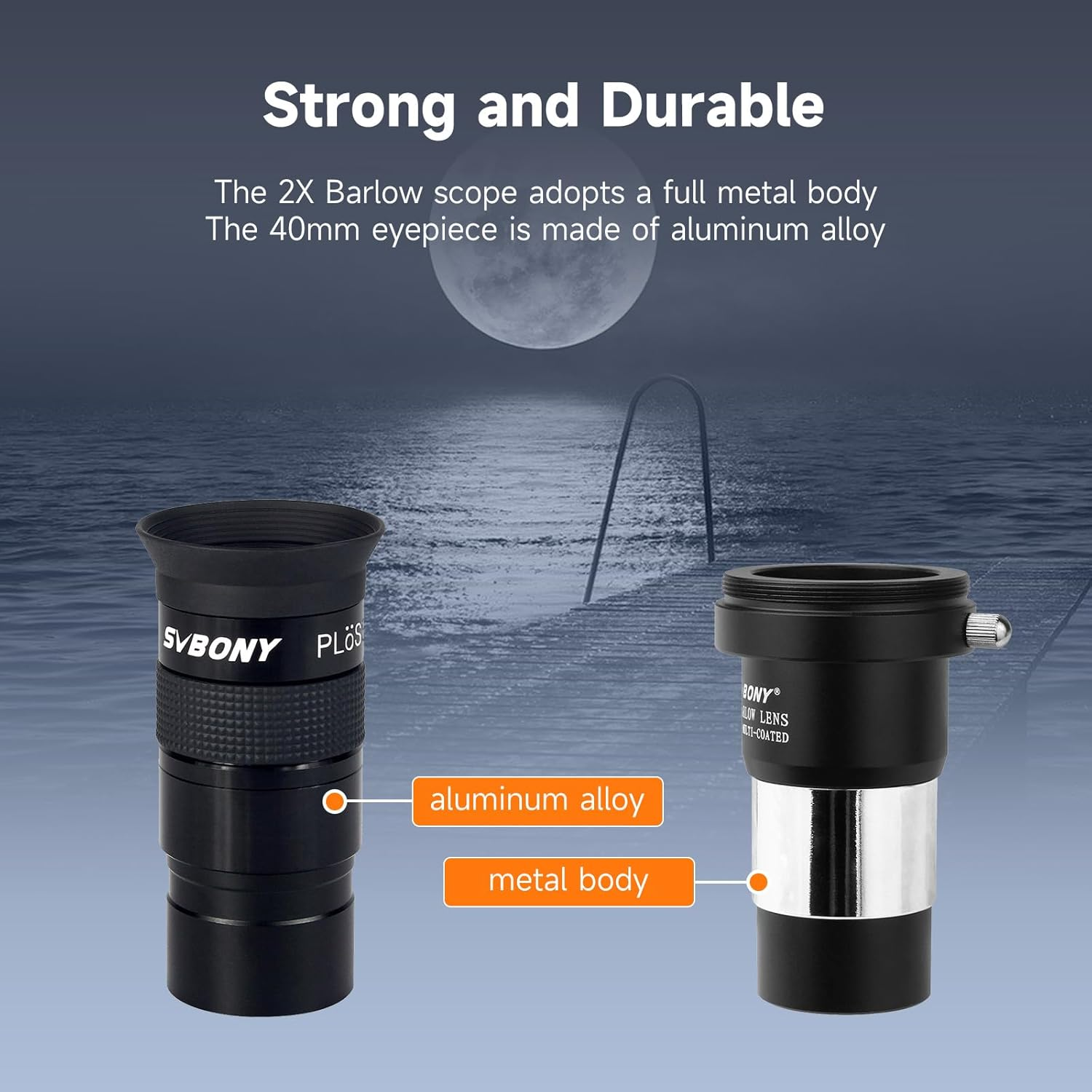 SVBONY 40Mm 1.25 Inches Plossl Telescope Eyepiece 40 Degree, and 2X Barlow Lens, 1.25 Inch Barlow Lens, Multi Coated Broadband Green Film, Telescope Accessories with M42 Thread for Telescope Eyepiece image number 1