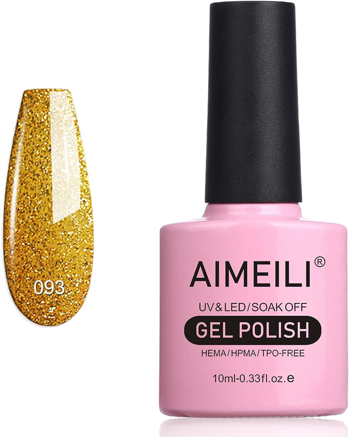 AIMEILI Soak off UV LED Gel Nail Polish - Silver Glitter Explosion (023) 10Ml