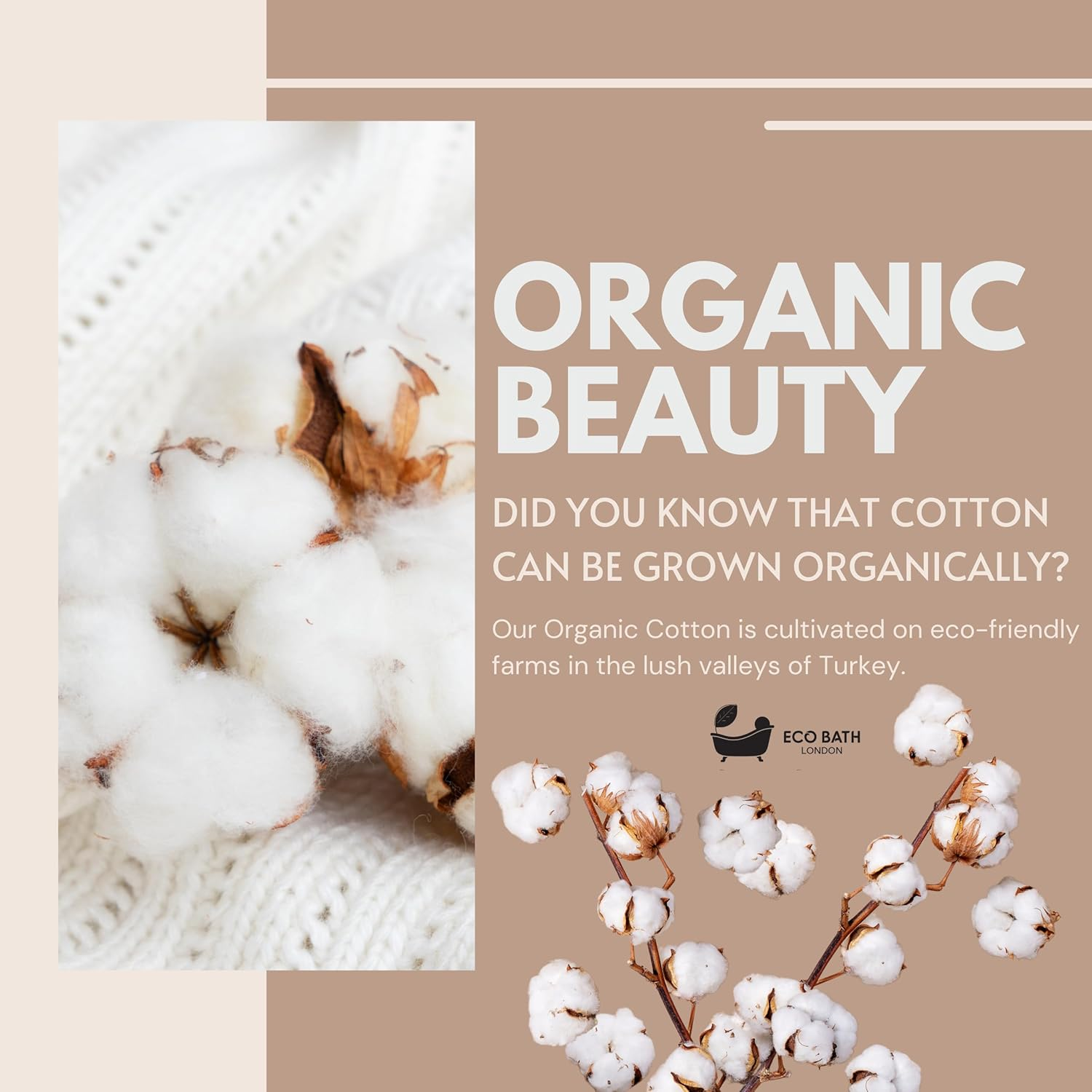 Eco Bath London Natural Toweling Slippers image number 1