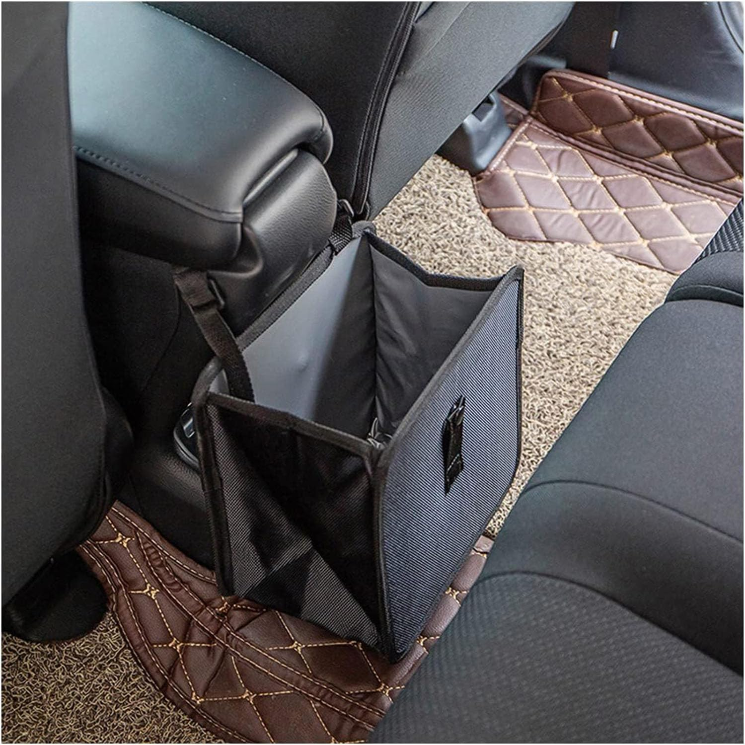 Foldable Hanging Car Trash Can, Waterproof Leakproof Car Interior Accessories Car Trash Bin, Multifunctional Car Storage Bag, Trash Can Storage Bag with Large Capacity for Car image number 2