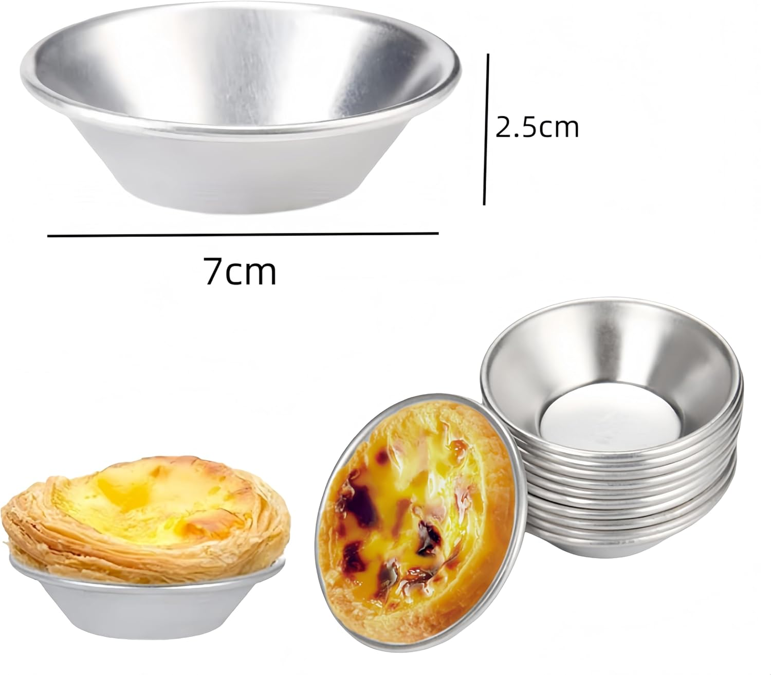 Ai-Oumleef 30 Pack Egg Tart Mold, Mini Pie Muffin Cupcake Pans Egg Tart Bakeware Non-Stick Baking Cups for Air Fryer, Pudding Mould DIY Tools(Aluminium) image number 3