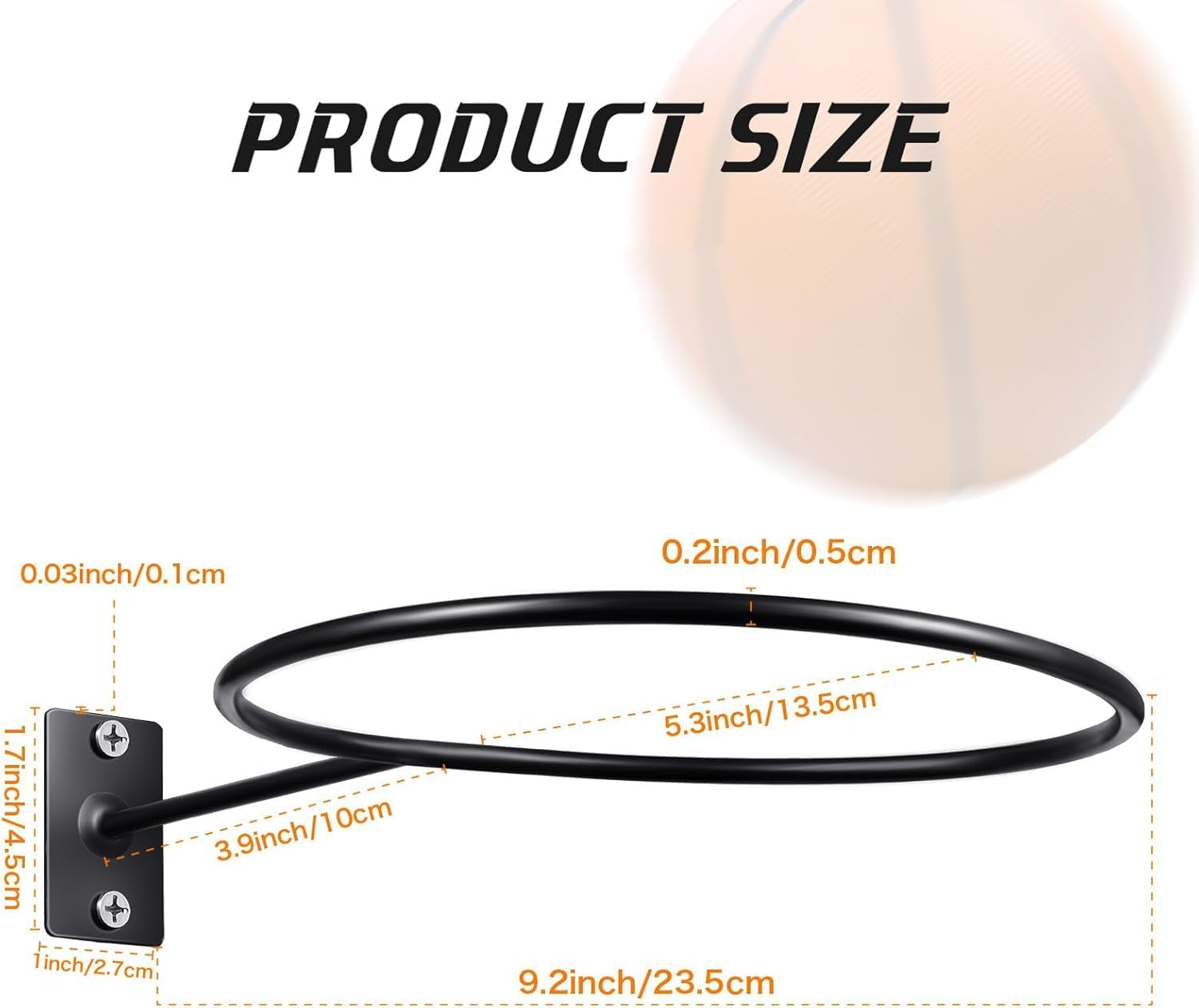 Ball Storage Rack, 5 Pack Metal Ball Holder Wall Mounted Ball Storage Universal Ball Rack Sports Ball Organizer for Basketball Football Volleyball Soccer Storage Display(Black) image number 1