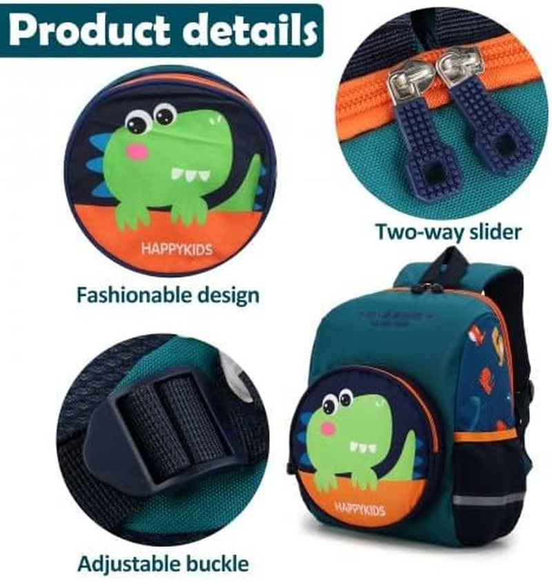 Kids Backpack, Preschool Backpack, Toddler Backpack with Chest Strap, Dinosaur Children'S Backpack, Adjustable Straps, Kids Travel Bag for Bookbag, Nursery 3-6 Years Old Toddler, Green image number 2