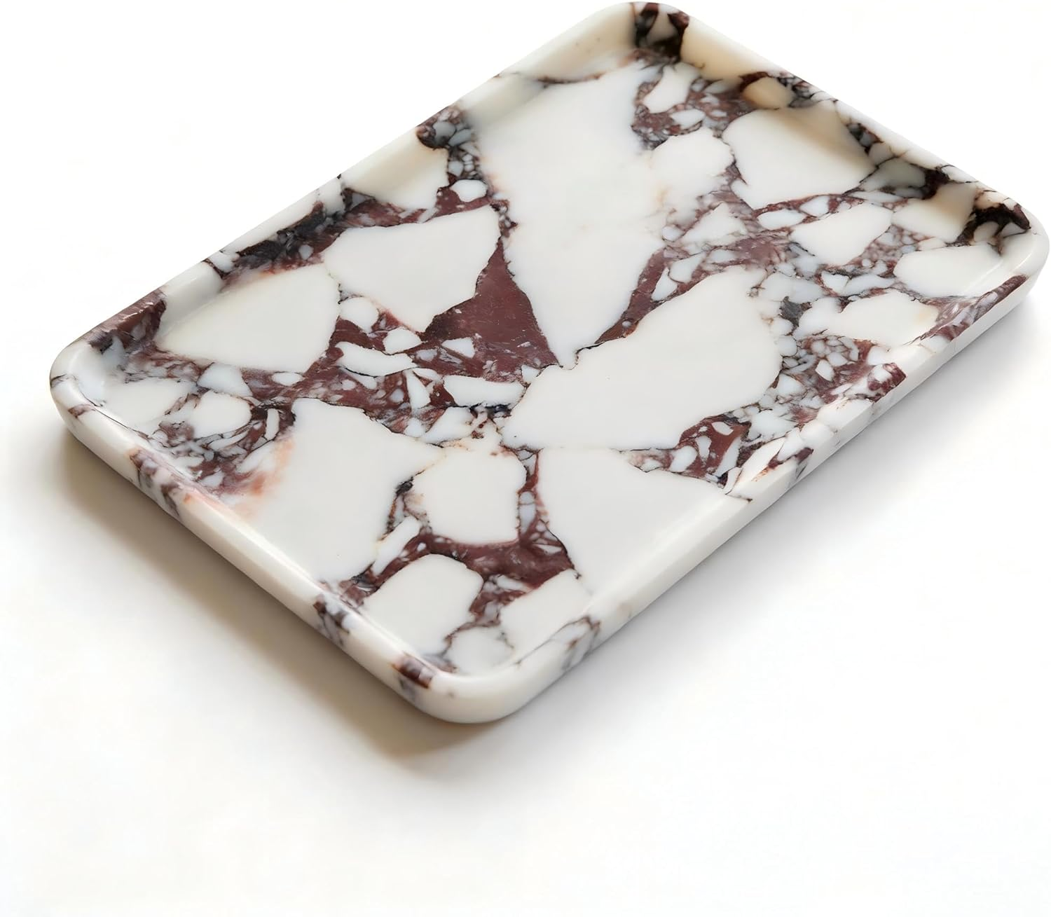 Real Luxurious Natural Marble Vanity Tray Genuine Marble Stone Storage Tray for Home Decor Bathroom/Kitchen/Vanity/Dresser Non-Resin Irregular Shape (Baogeli-Black), YULIN-FEI-01