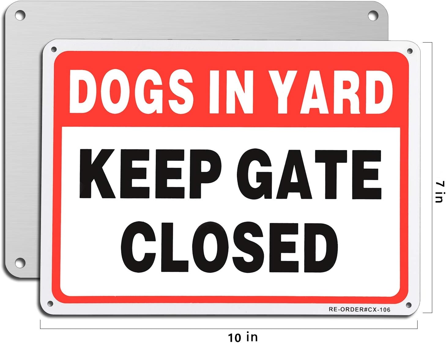 MUXYH Keep Gate Closed, Dogs in Yard Sign 2 Pack, 10" X 7" .40 Rust Free Heavy Duty Aluminum Reflective Sign, UV Protected and Weatherproof - Easy to Mount image number 5