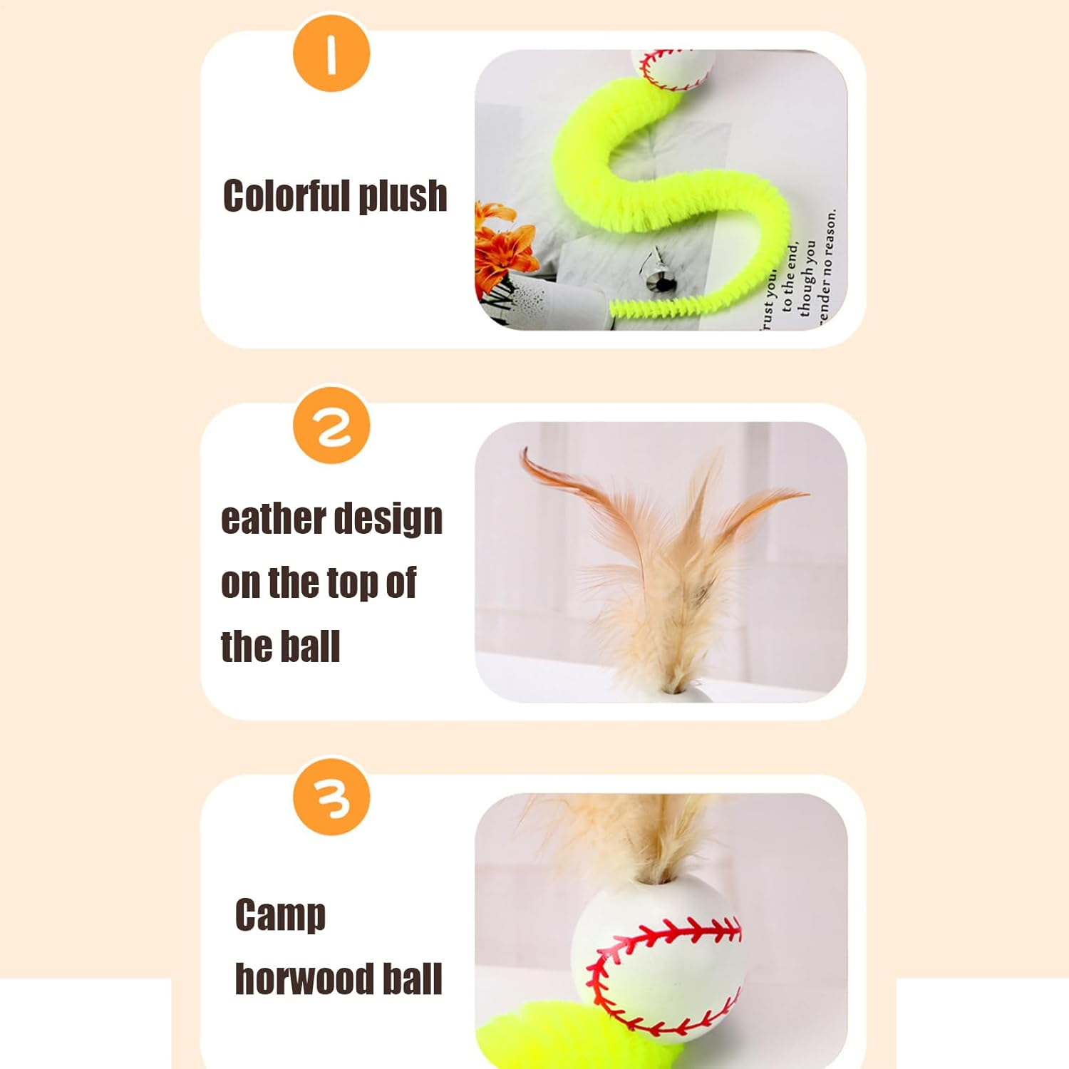 Toys for Cats - Interactive Cat Toy Balls Colored Tiles High Elasticity 3 Pack Exercise Hunting Outdoor Bird Toys for Home Use - Resilient Rich Environment Support Pet Play