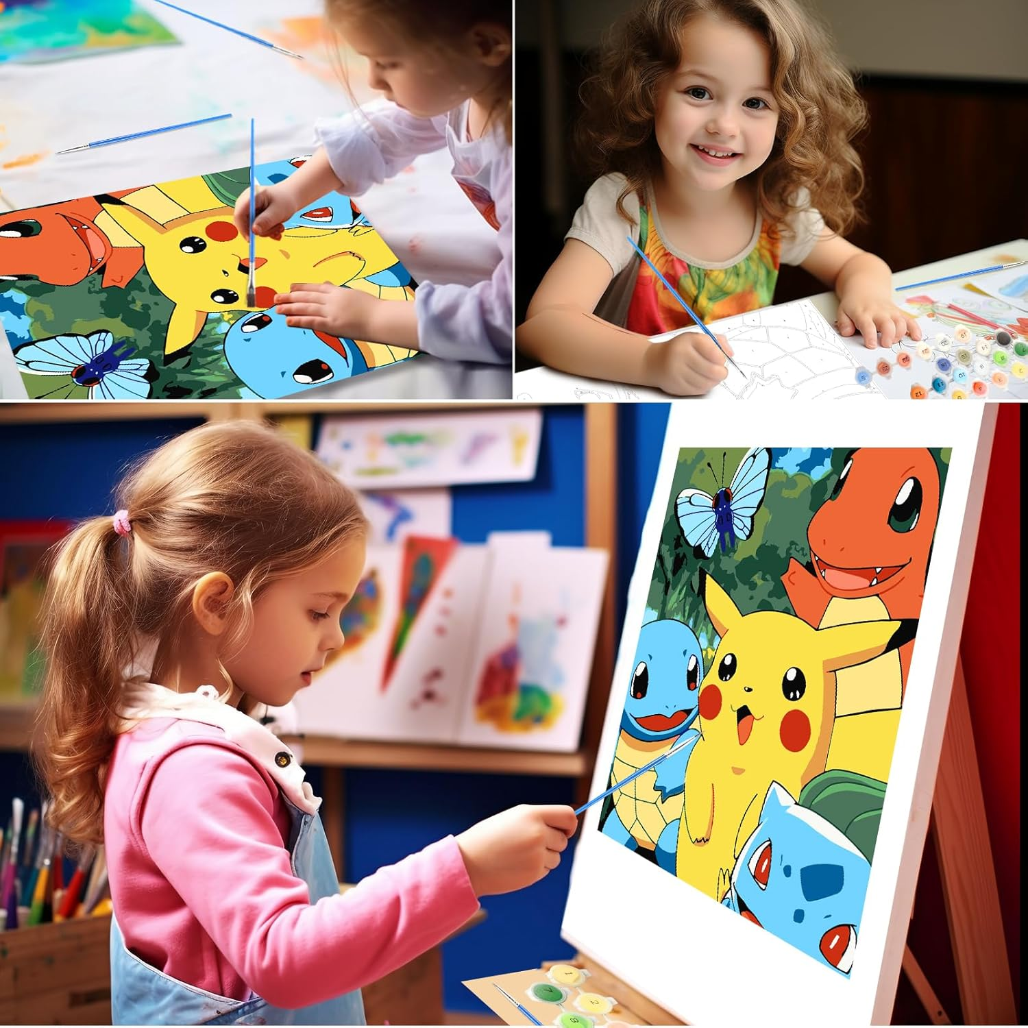 Lixkuokuo Painting by Numbers for Children from 6 Years, Junior and Adult Beginners, 40 X 50 Cm Large Cartoon Anime Painting Craft Set with Canvas Brushes Acrylic Paints, DIY Painting Kit for Boys - Cartoon Anime Paint By Numbers Without Frame 3 image number 2