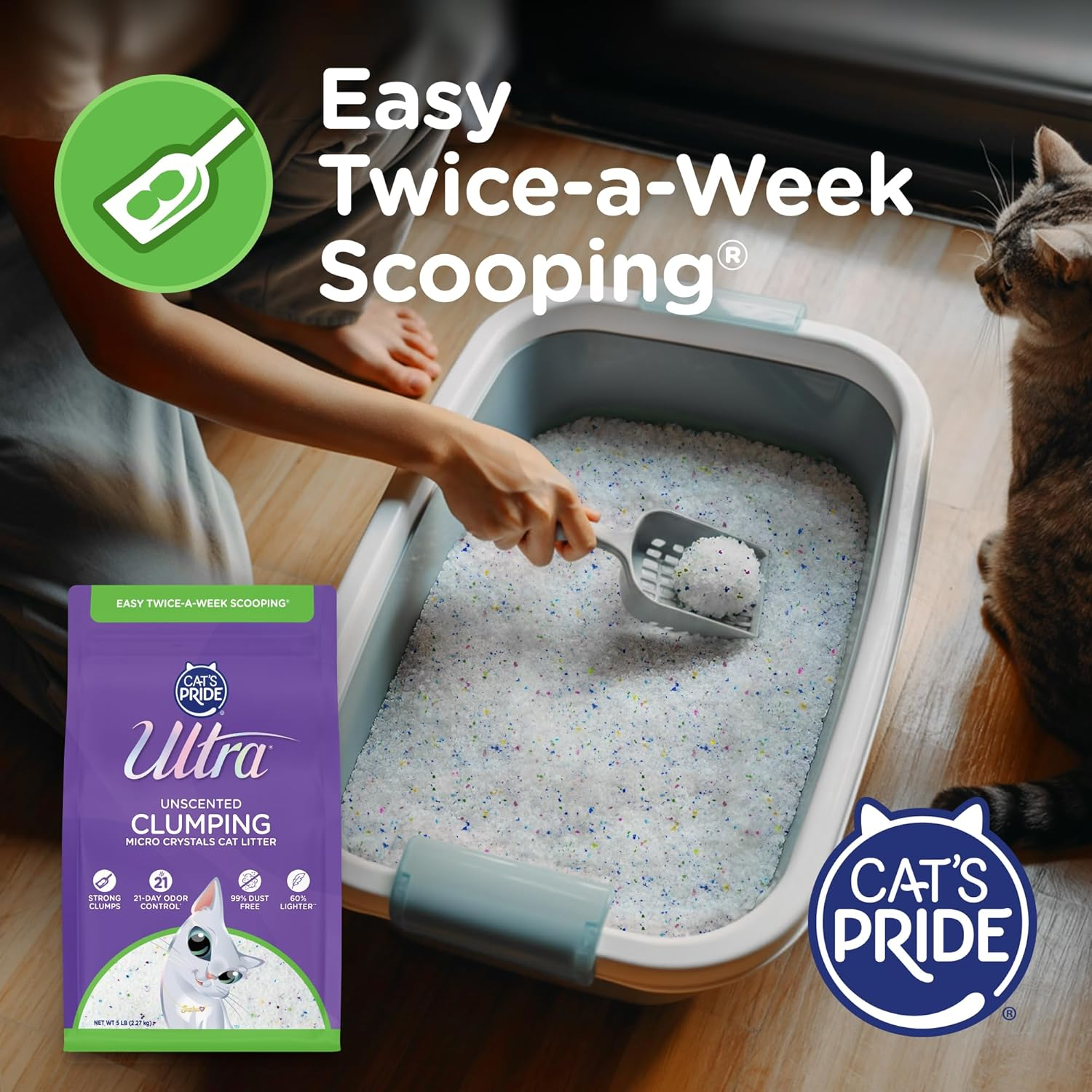 Ultra Clumping Micro Crystals Premium Cat Litter - Dust Free, Soft on Paws, Fragrance Free - 15 Lbs. Total (3Pk of 5 Lbs.) image number 1
