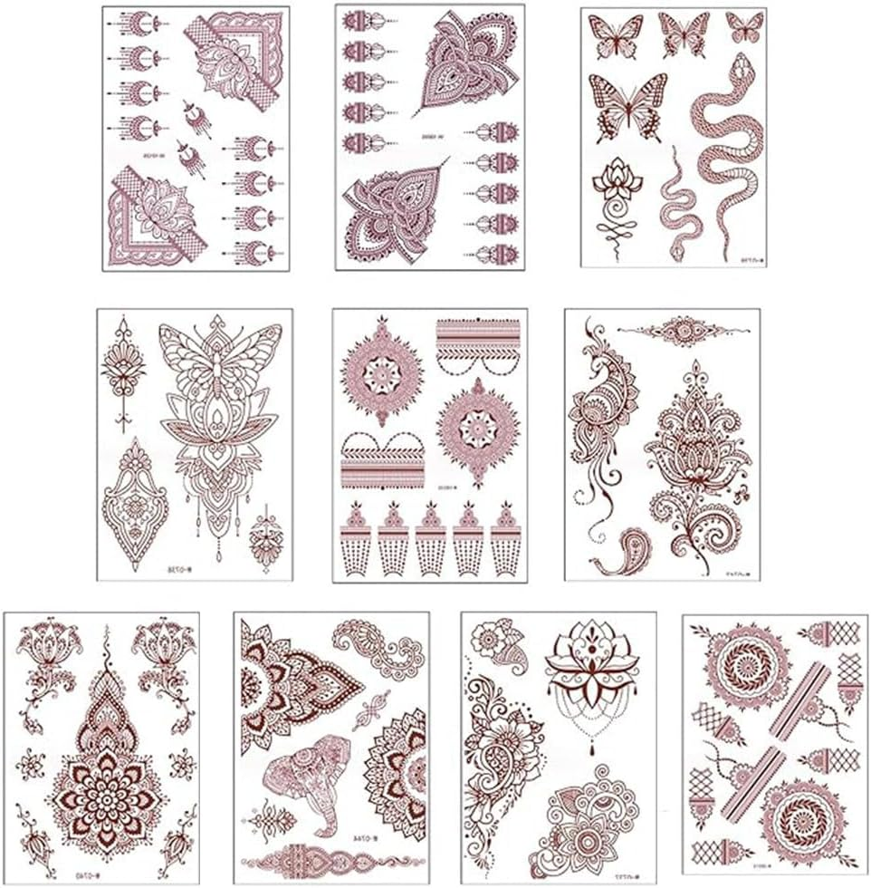 10 Sheets Temporary Tattoo Stickers, Waterproof Lace Pattern Tattoos Mystery Flower Body Art Sticker for Women Girls DIY Body Face Arms Legs,Waterproof Fake Tattoos Temporary Tattoo Kits image number 5