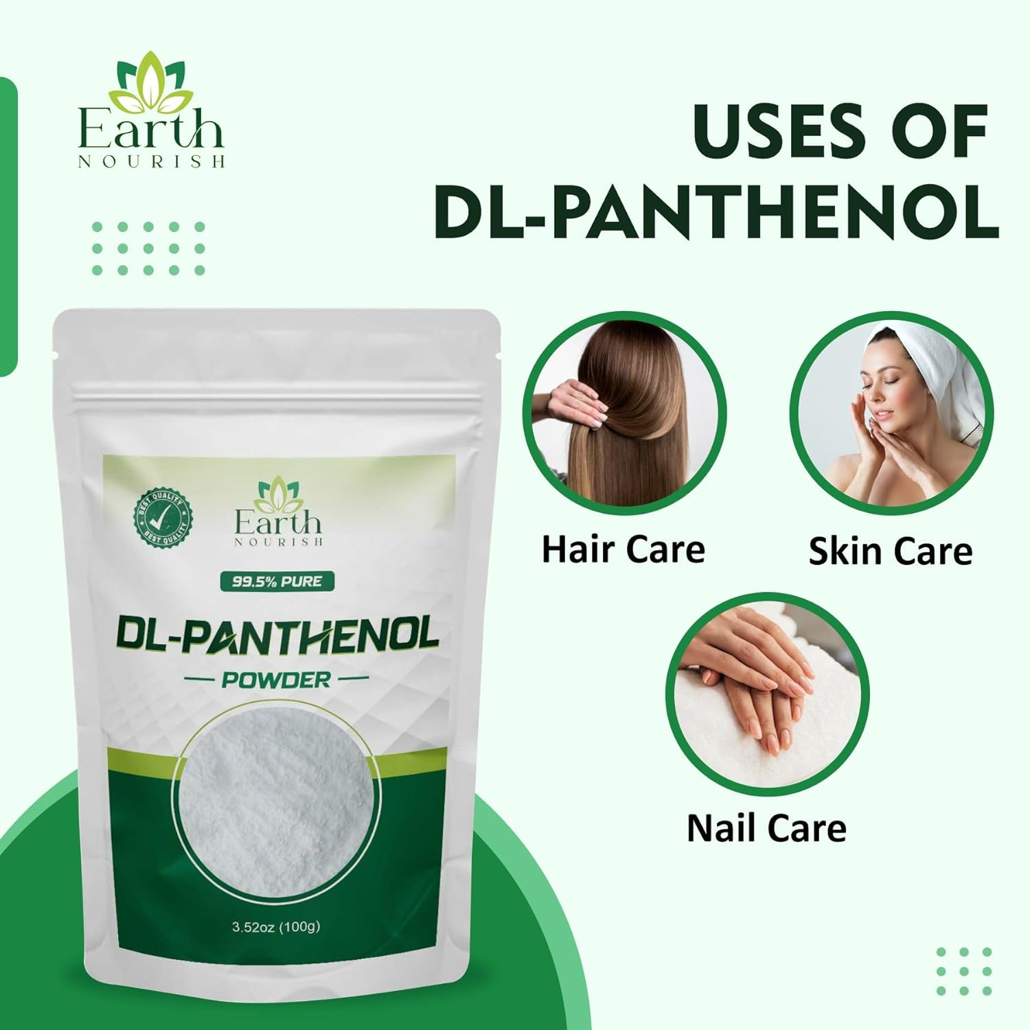Earth Nourish Dl-Panthenol Powder 100G / 3.52Oz - Provitamin B5 for Hair, Skin & DIY Cosmetics image number 4
