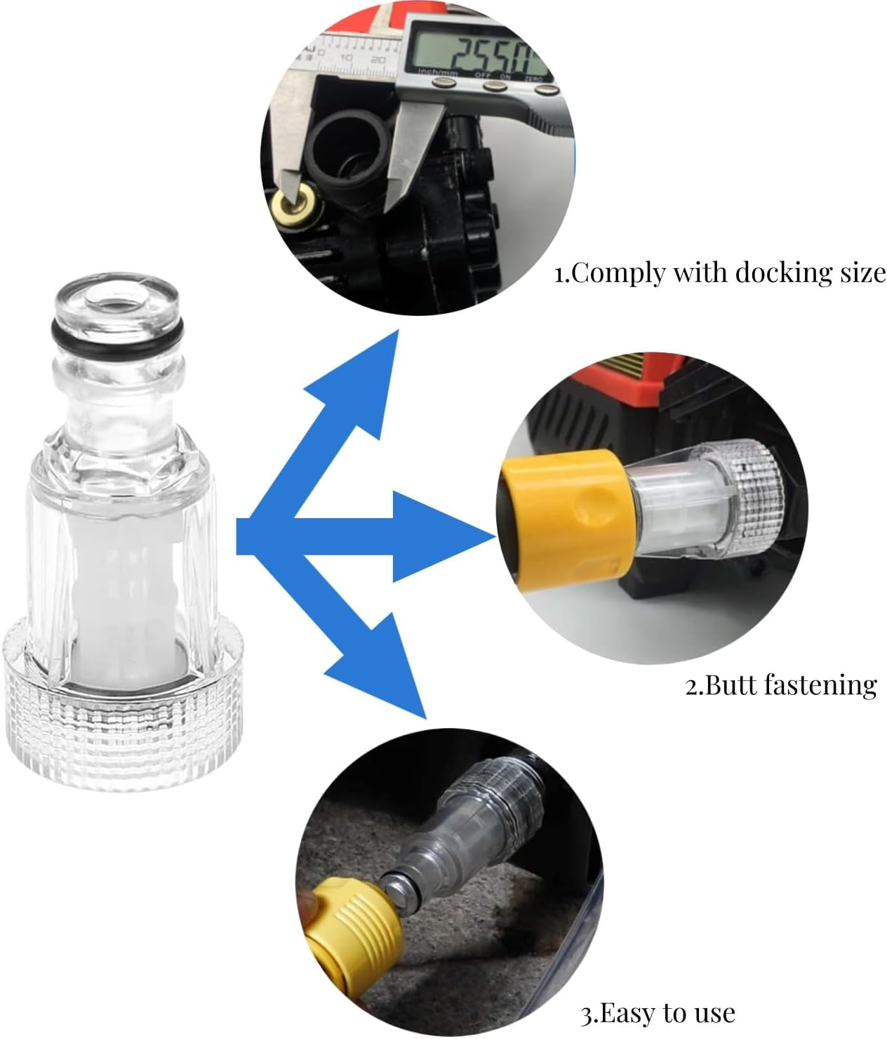 Pressure Washer Gun Adapter, 3 Pieces Plastic Machine Water Filter Washer Inlet Filter 3/4 Inch Connection for Pressure Washer Hose Pressure Washer Gun Adapter image number 6