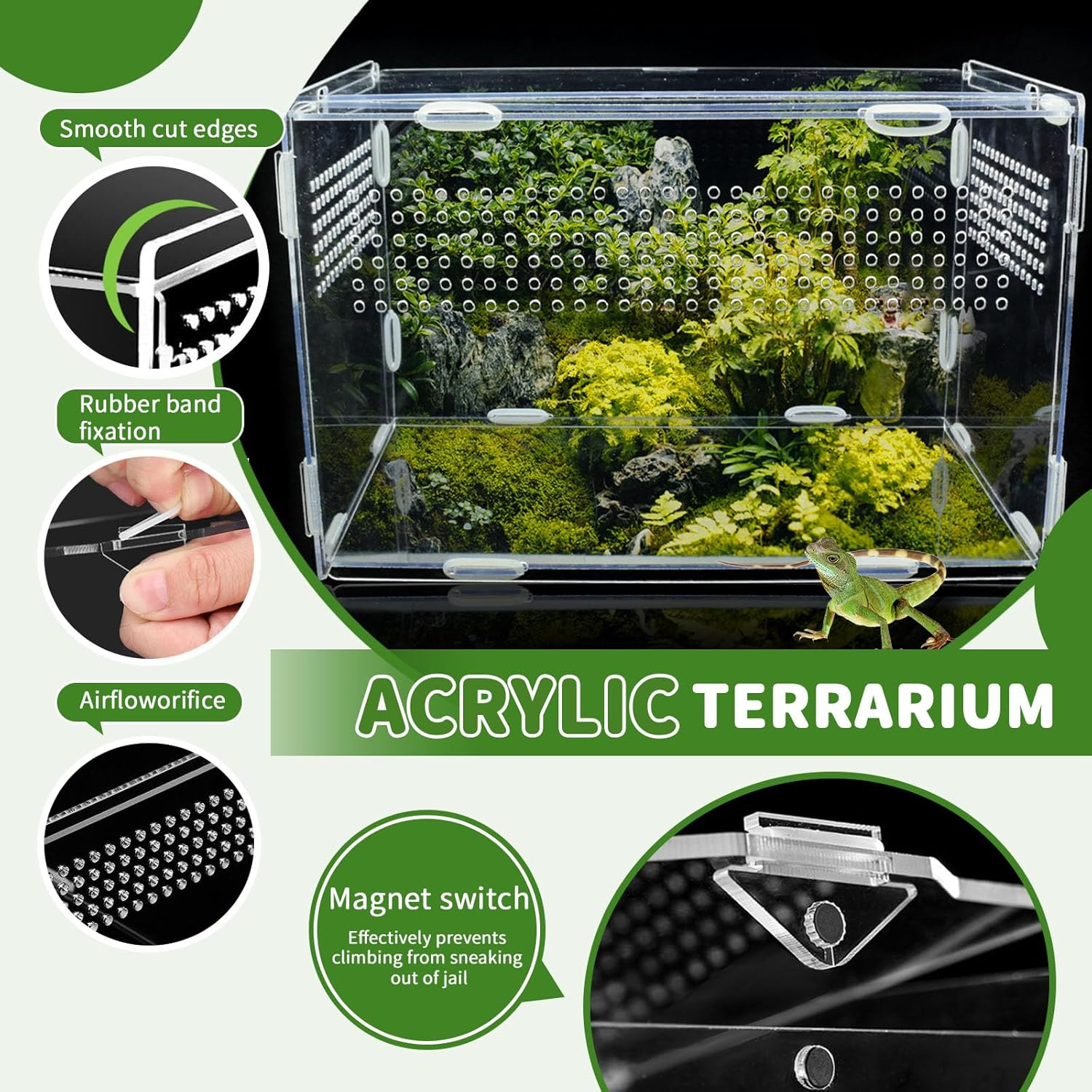2 Sets Acrylic Clear Reptile Tank Accessories, Mini Spider Enclosure 7.9&rsquo;&rsquo;X4.8&rsquo;&rsquo;X4.8&rsquo;&rsquo;, Jumping Spider Enclosure - Acrylic Terrarium for Tarantulas, Reptiles (20 X 12 X 12Cm) image number 2