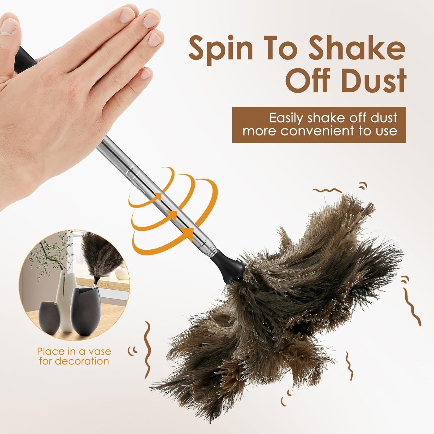 Extendable Ostrich Feather Duster, anti Static Reusable Cleaning Tool, Household Duster for Furniture High Place (Black) - Red image number 6