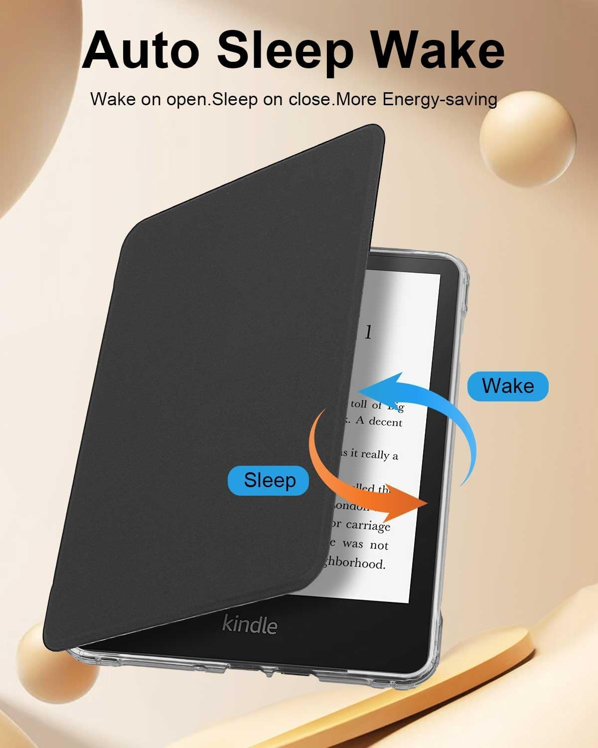 T Tersely Detachable Magnetic Case for All-New Kindle 11Th Generation 2024/2022 Release, 6 Inch, Clear Back Shockproof Light Cover with Auto Wake/Sleep, Black image number 1