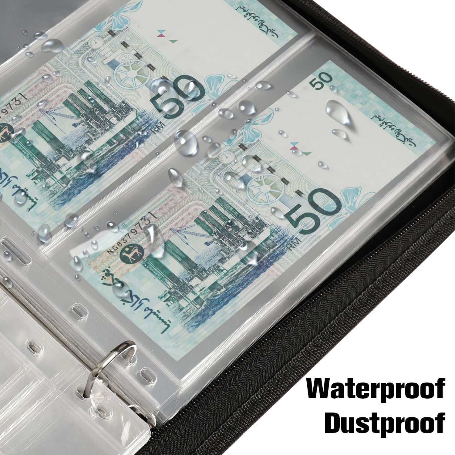 30Pcs Paper Money Collection Supplies Pages，3 Pockets 11 Hole Currency Collection Sleeves,Bill Banknotes Protector Pages for Collectors, Foreign Currency Stamp Paper Souvenirs Storage image number 5