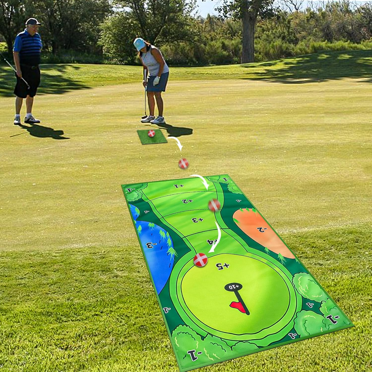 Golf Chipping Game Mat Practice Mats Golf Game Training Mat Indoor Outdoor Games for Adults image number 3