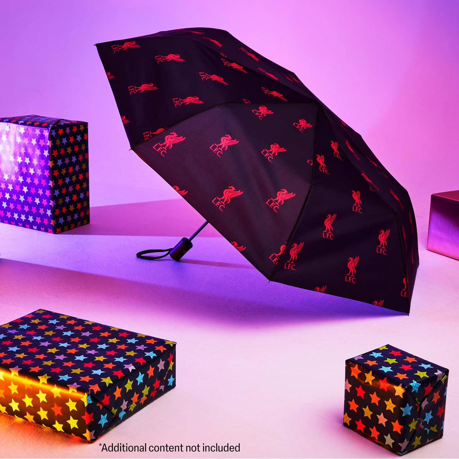 Liverpool FC Umbrella for Adults and Teens - Compact Folding Telescopic Umbrella Lightweight - Liverpool Gifts for Him, Black image number 4