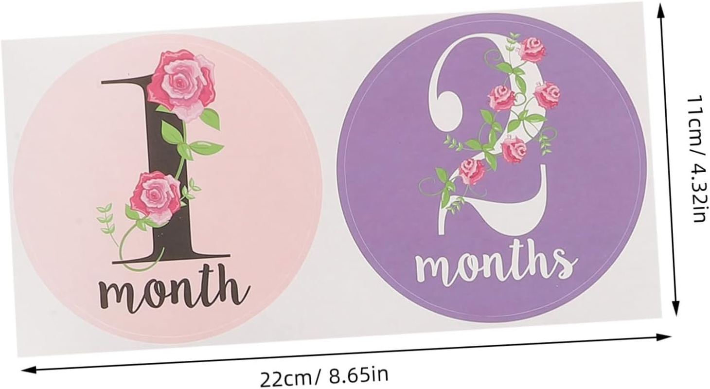 12Pcs Milestone Sticker Cards for Newborn Monthly Photo Prop Decor Adorable Boy Girl Belly Stickers Creative Newborn Monthly Paste image number 3