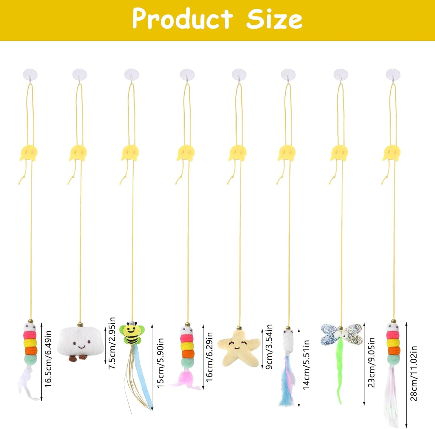 TNSLAND Interactive Cat Toy, Pack of 8 Cat Toy, Self-Employment Hanging Door Frame, Hanging Cat Toy with Bell and Feathers Teaser for Kittens Chase image number 6