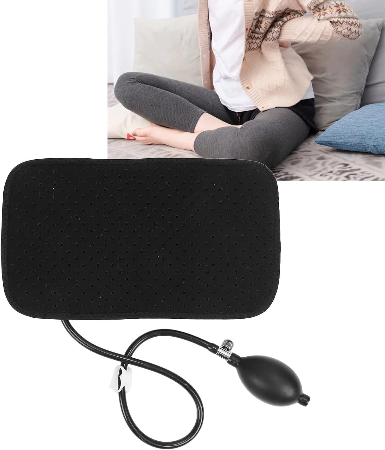 Inflatable Lumbar Support Pillow With, Portable Washable Adjustable Backrest Cushion for Car, Office Chair, Home, Travel, Camping image number 2