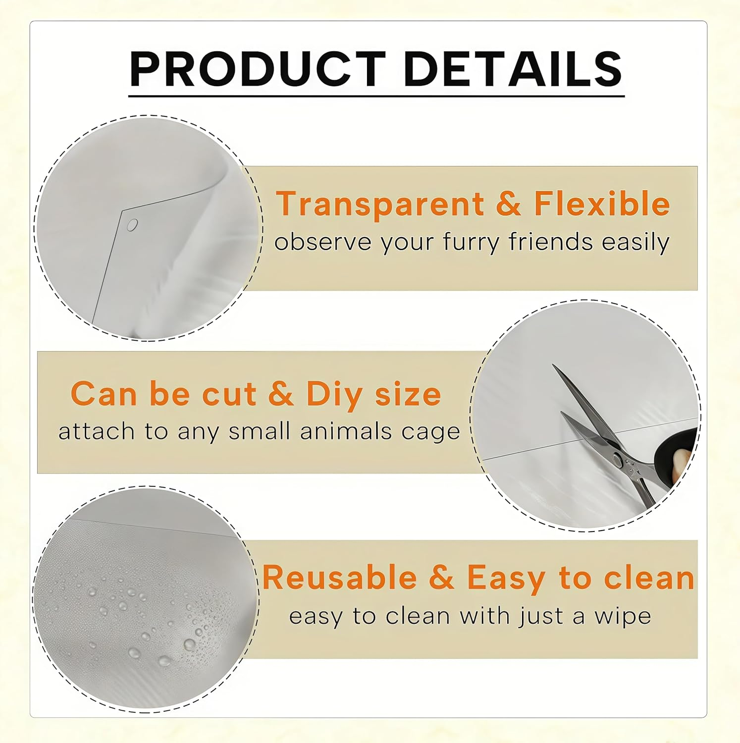 Guangyu Pack of 12 Transparent Plastic Urine Repellent Plates 26 X 21 Cm with 100 Bands, Side Lining - Prevents Urine Leakage for Rabbits, Guinea Pigs, Hamsters, Chinchillas and Other Small Animals image number 2