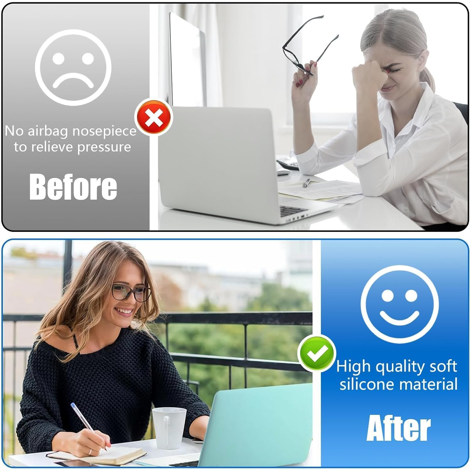 Eyeglass Nose Pads, 10 Pairs Self-Adhesive anti Slip Glasses Nose Pads, Soft Silicone Air Chamber Nose Pads for Replace Nose Pads and Repair Glasses (10 Pairs,Clear) image number 3