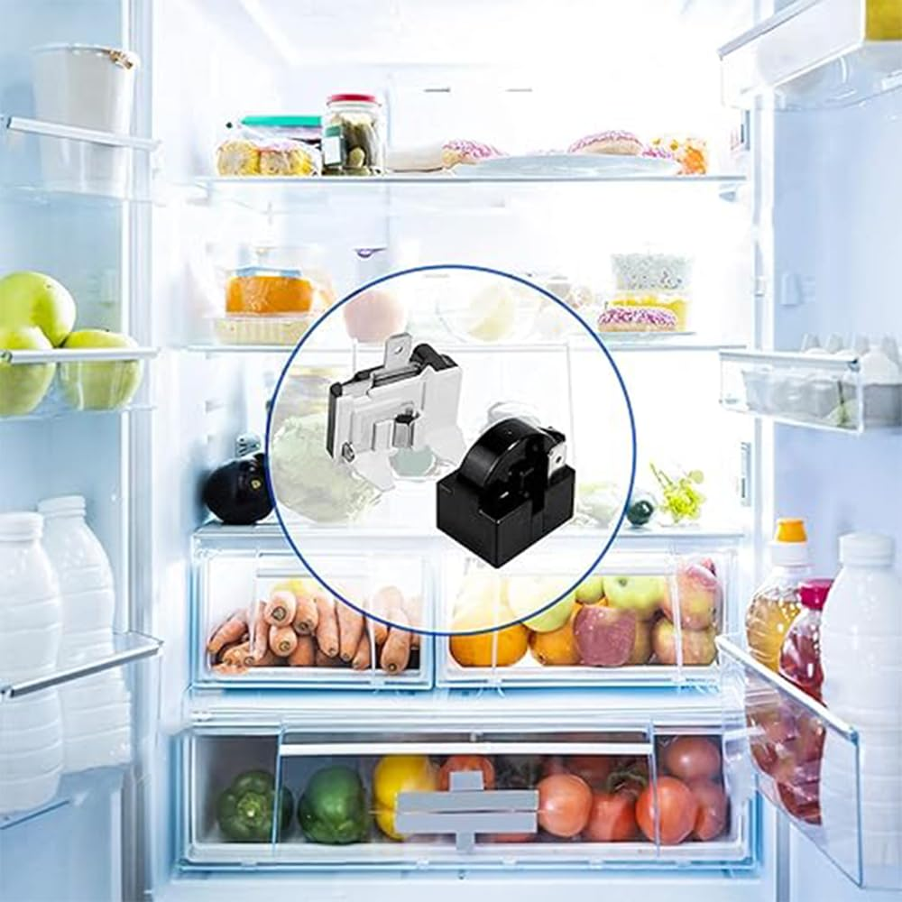 QP-02-4.7 PTC Refrigerator Start Relay,1 Pin Refrigerator Starter Relay and 1Pcs Refrigerator Overload Protector 1/2HP, Mini Refrigerator Parts Compatible with LG Refrigerator Compressor image number 4
