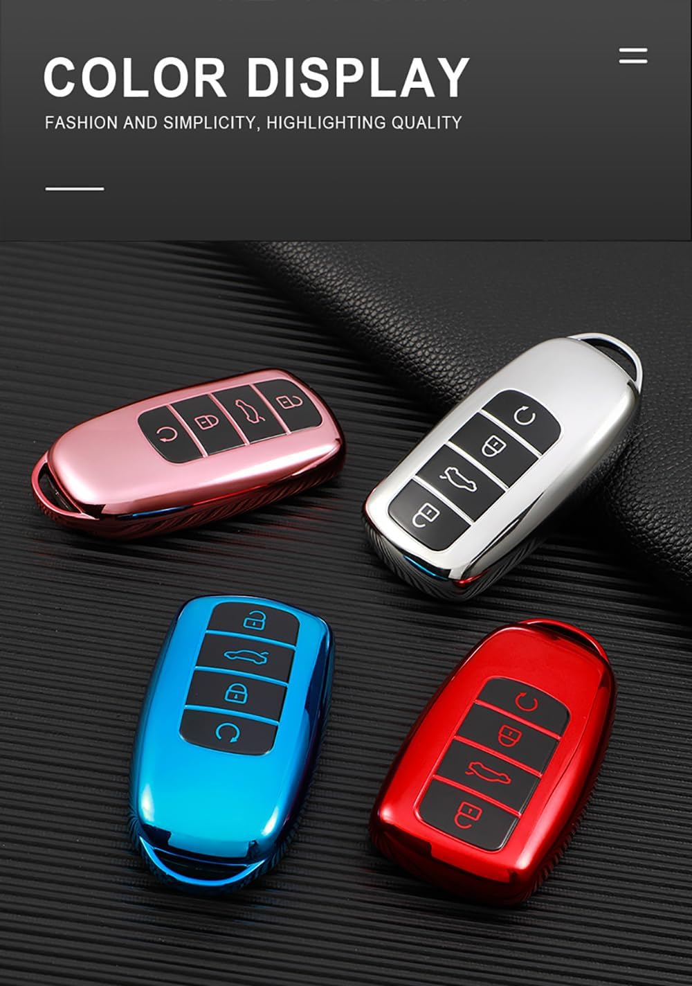 Ontto Car Key Fob Cover Fit for Chery Jaecoo J7 J8 J9 Tiggo 8 Pro Tiggo 8Plus 5 plus 7Pro Tiggo 7 Pro Max Omoda 5 C5 Key Holder TPU Smart Shell Case Keyring Keychain Auto Styling Accessories Pink 2 image number 2