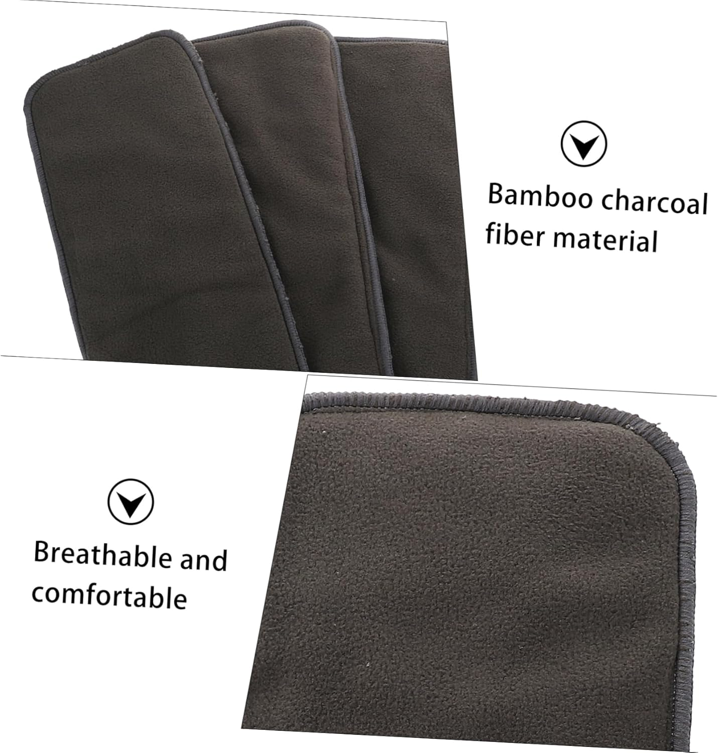 Kisangel 5Pcs Bamboo Charcoal Diaper Liner Washable Nappy Pad Changing Pad Comfortable Breathable Pack image number 2