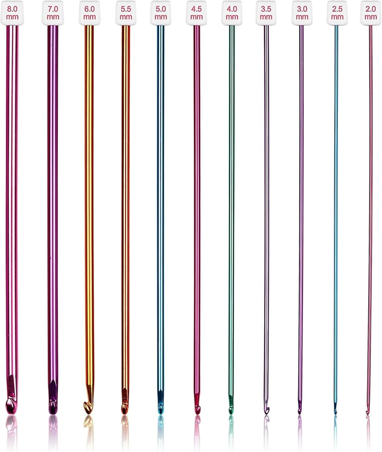 11Pcs Long Crochet Hook Set, Colorful Tunisian Crochet Hooks Afghan Crochet Needles for Crocheting, 2Mm to 8Mm, Great Knitting Crochet Supplies Tool Set for Beginner Crocheter Knitter image number 2