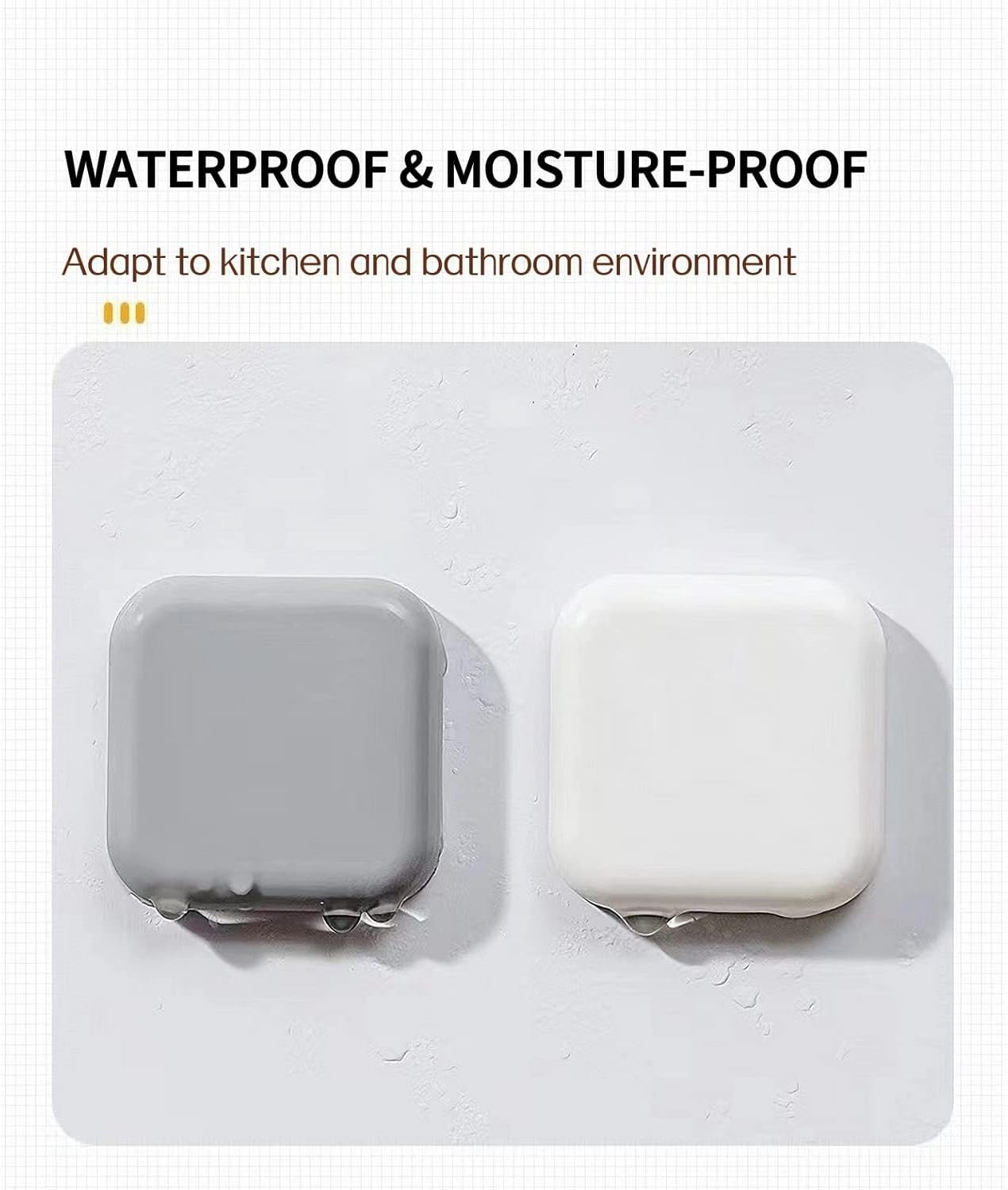 Wall Protectors from Door Knobs (6 Pack) - Adhesive Silicone Guard Bumpers, Square Door Stoppers for Wall & Furniture, Thick Anti-Slam Silencers - White, Gray, Black