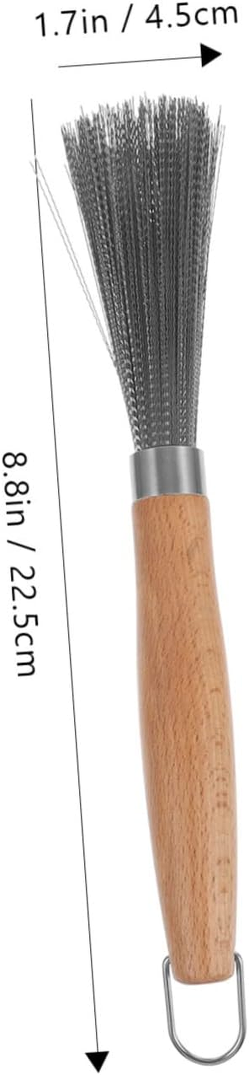 Ifundom Stainless Steel Scrubber Wood Handle Cookware Brush for Outdoor Grill and Kitchen Pan Cleaning Multi-Use Small Dish Scraper Tool Sturdy Metal Kitchen Scrubber image number 5