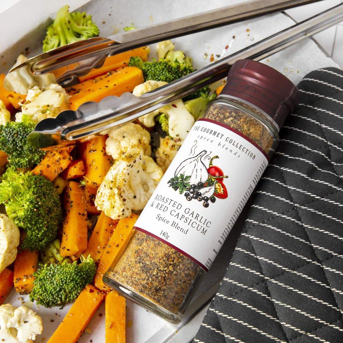 The Gourmet Collection Roasted Garlic & Red Capsicum Spice Blend, 140G &ndash; Gourmet Seasoning for Meats & Vegetables, Cooking Spices, Gluten Free, No Artificial Flavours or Colours