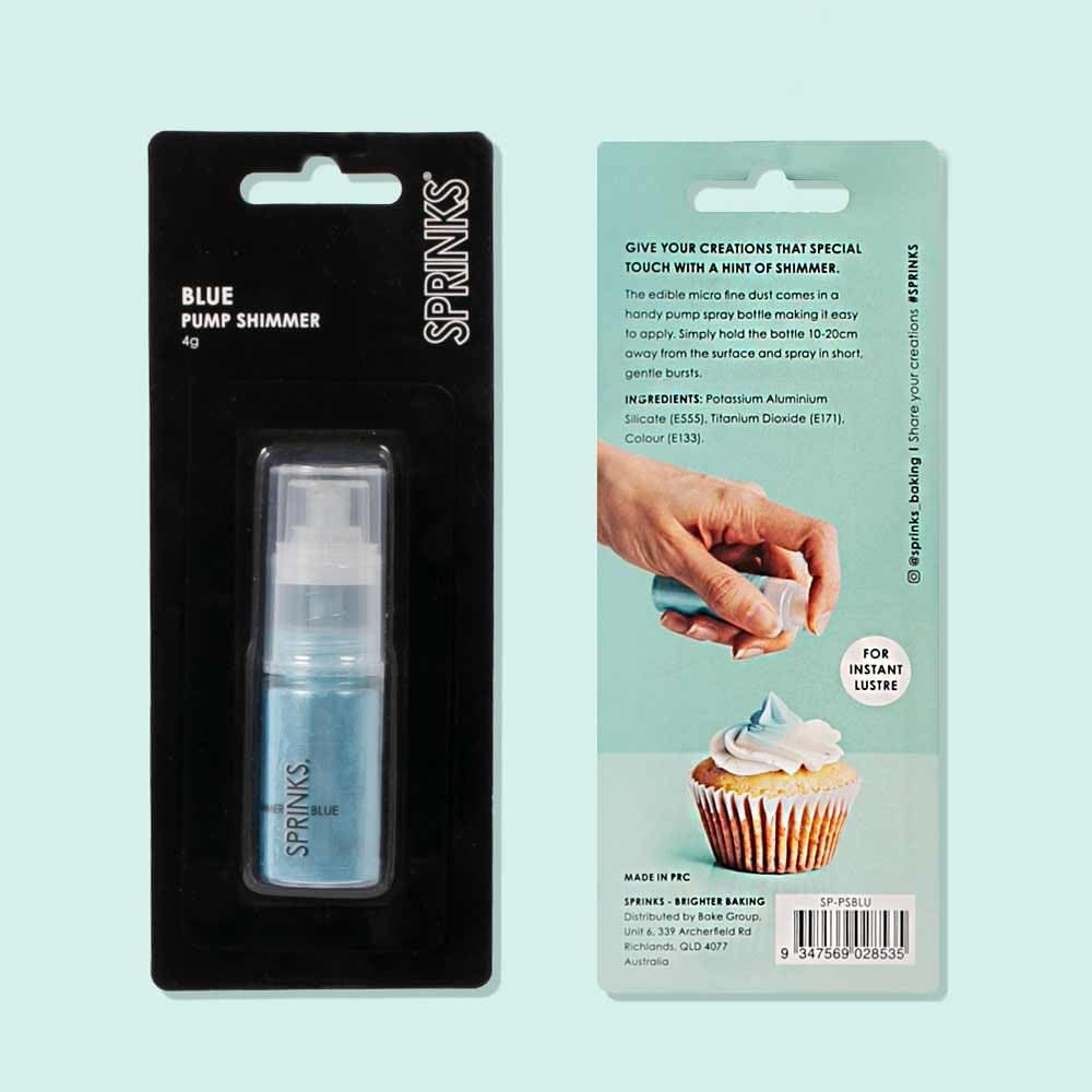 Sprinks Edible Dust Spray Pump | Shimmer Blue Micro Fine Glitter | Easy to Use for Cakes | Cupcakes | Cookies | Desserts | Blue Sprinkles Edible image number 1